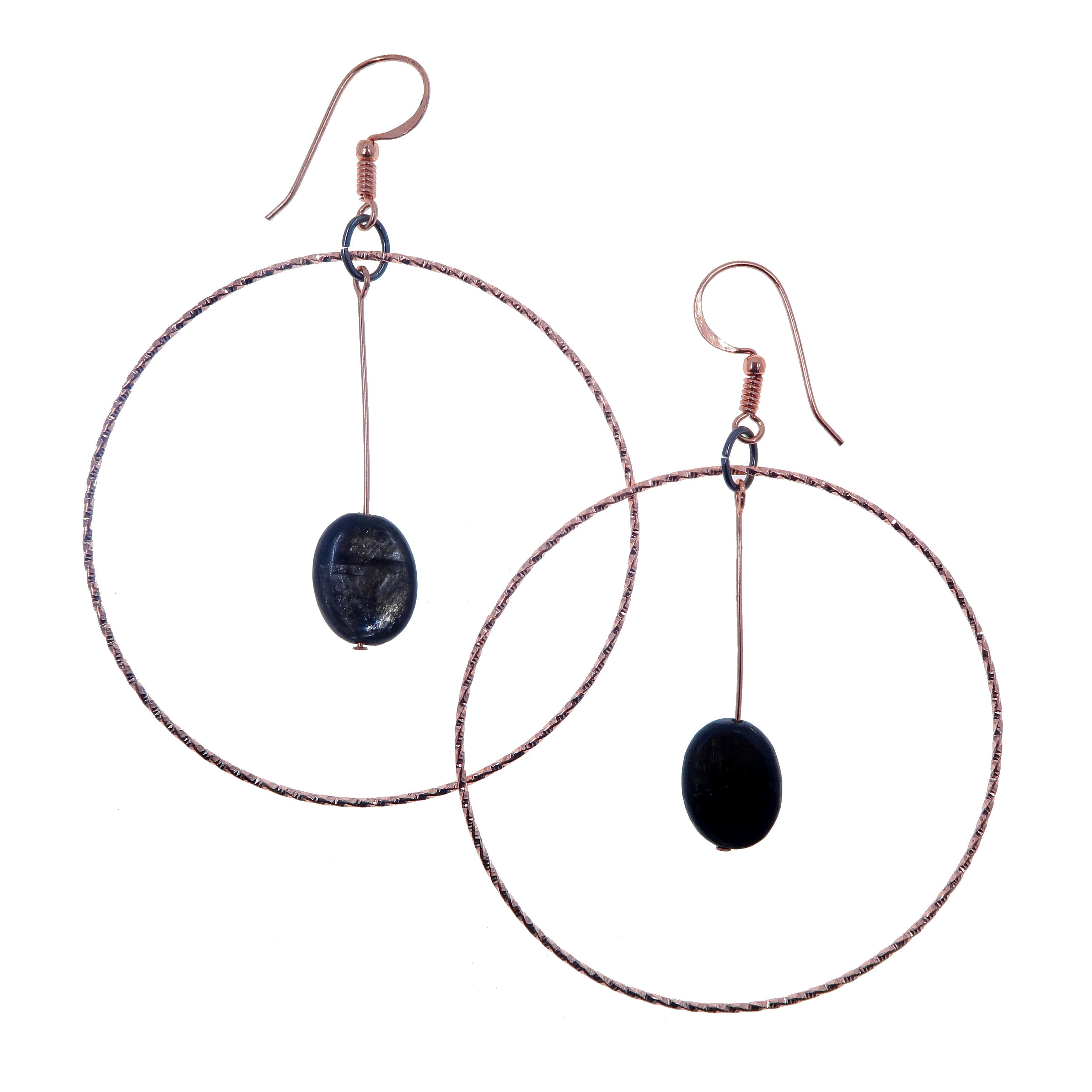 Mica Earrings Big Hoop Protection Crystals Copper