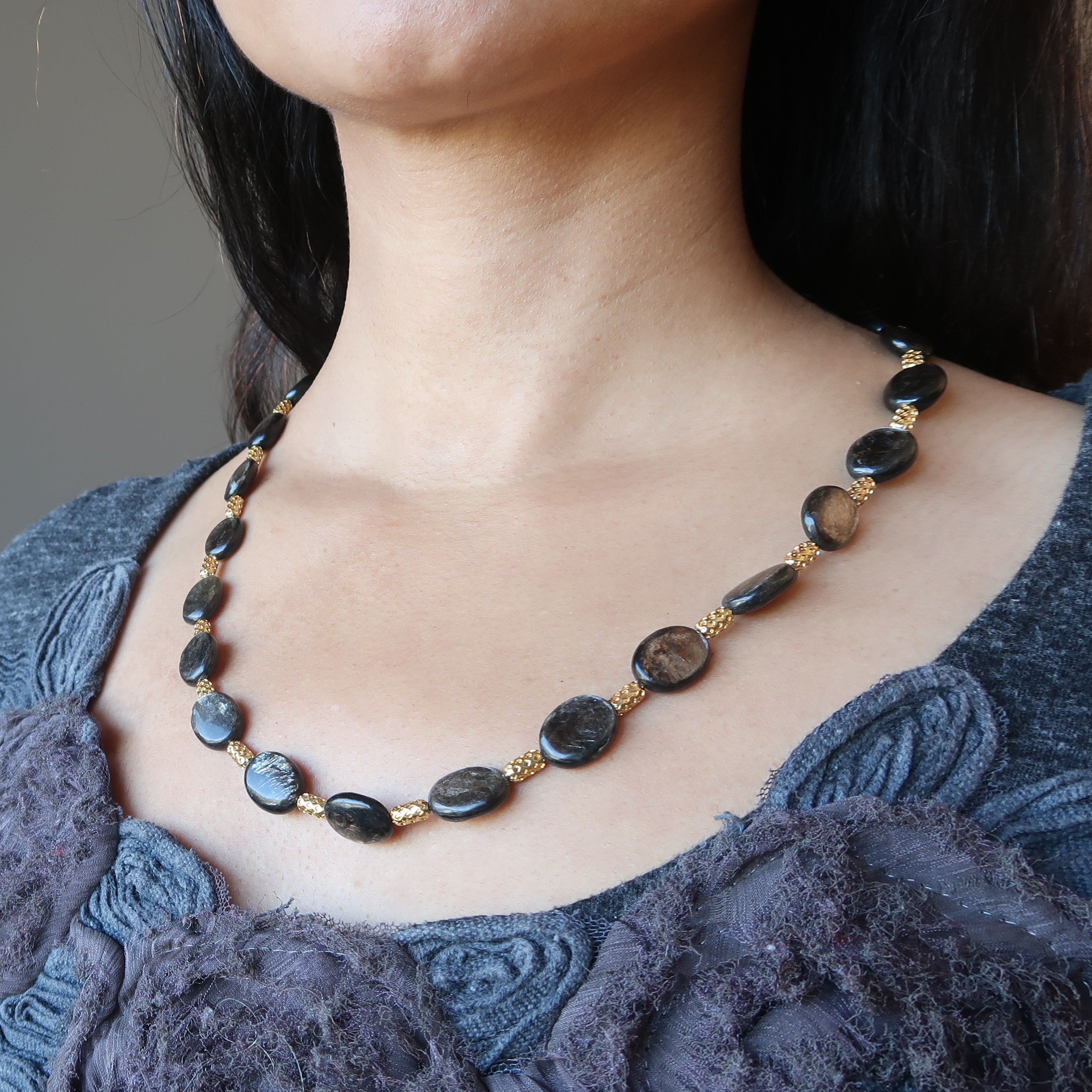 Mica Necklace Inner Beauty Outer Shine Gold Oval Gemstones