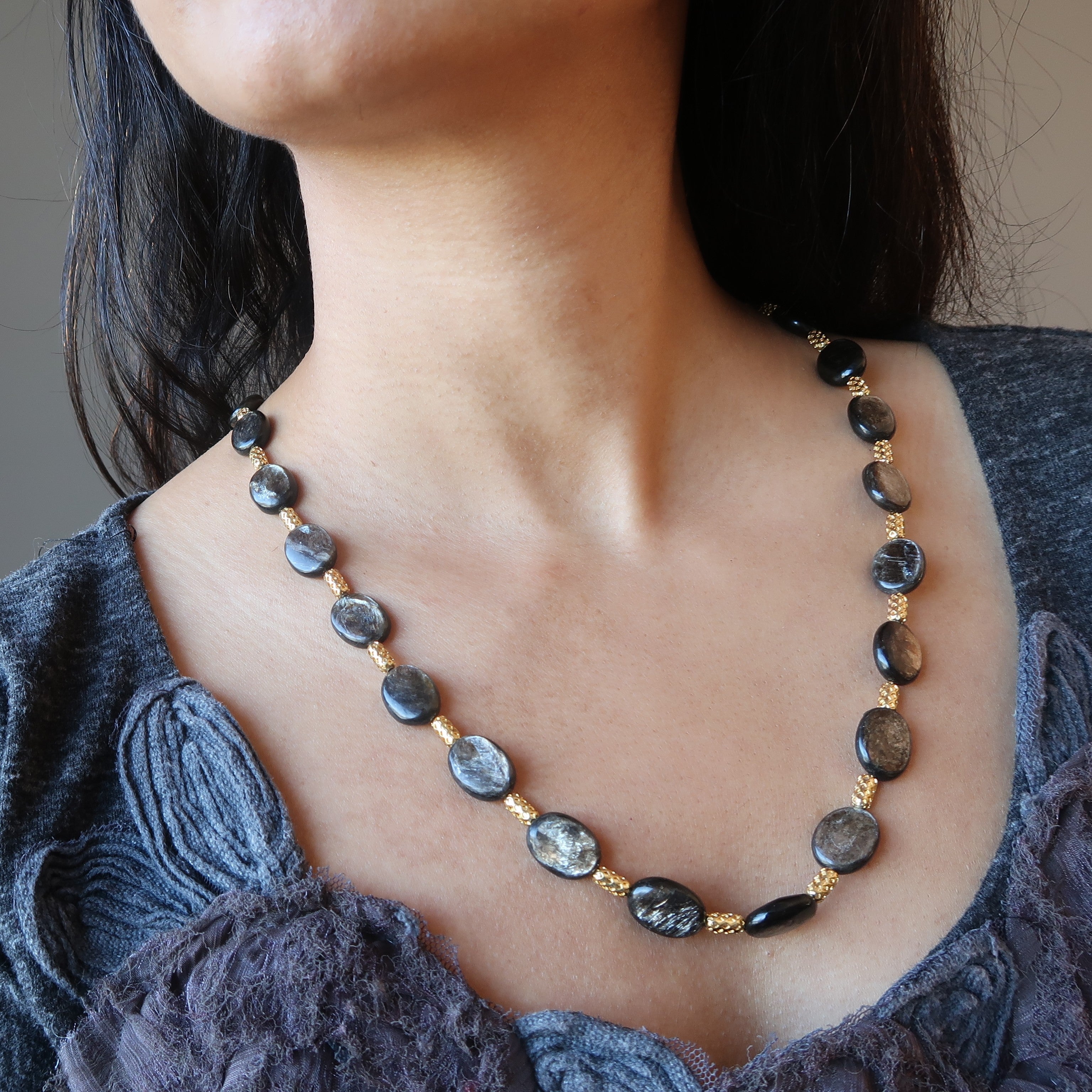 Mica Necklace Inner Beauty Outer Shine Gold Oval Gemstones