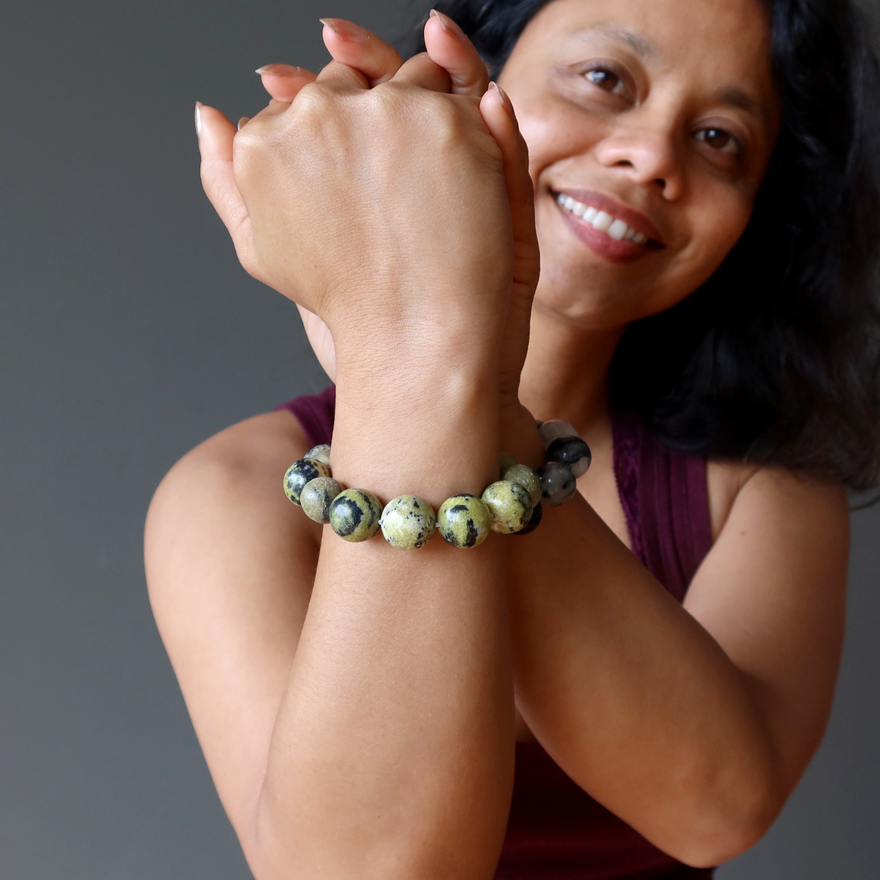 Serpentine Bracelet Spring Green Kundalini Stone