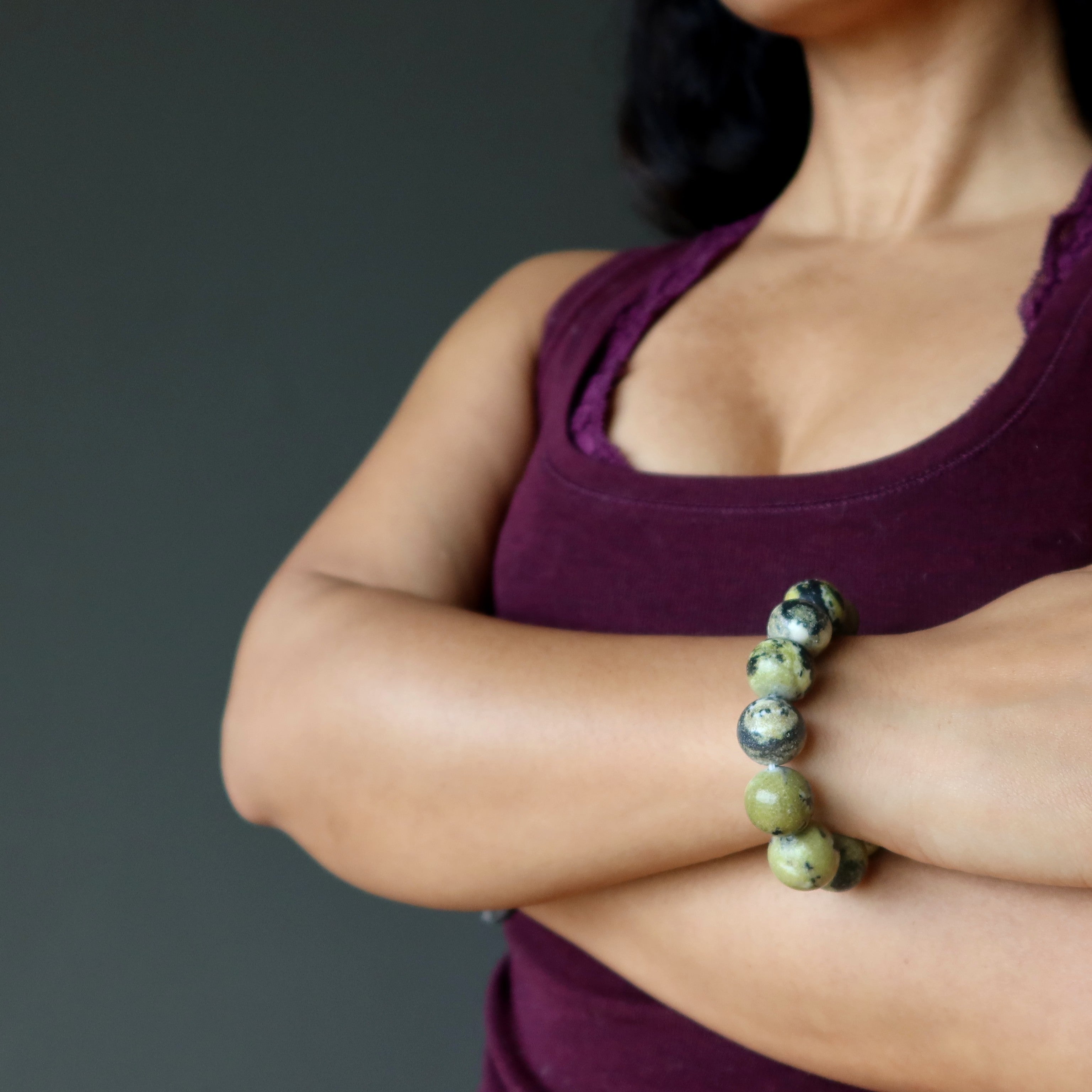 Serpentine Bracelet Spring Green Kundalini Stone
