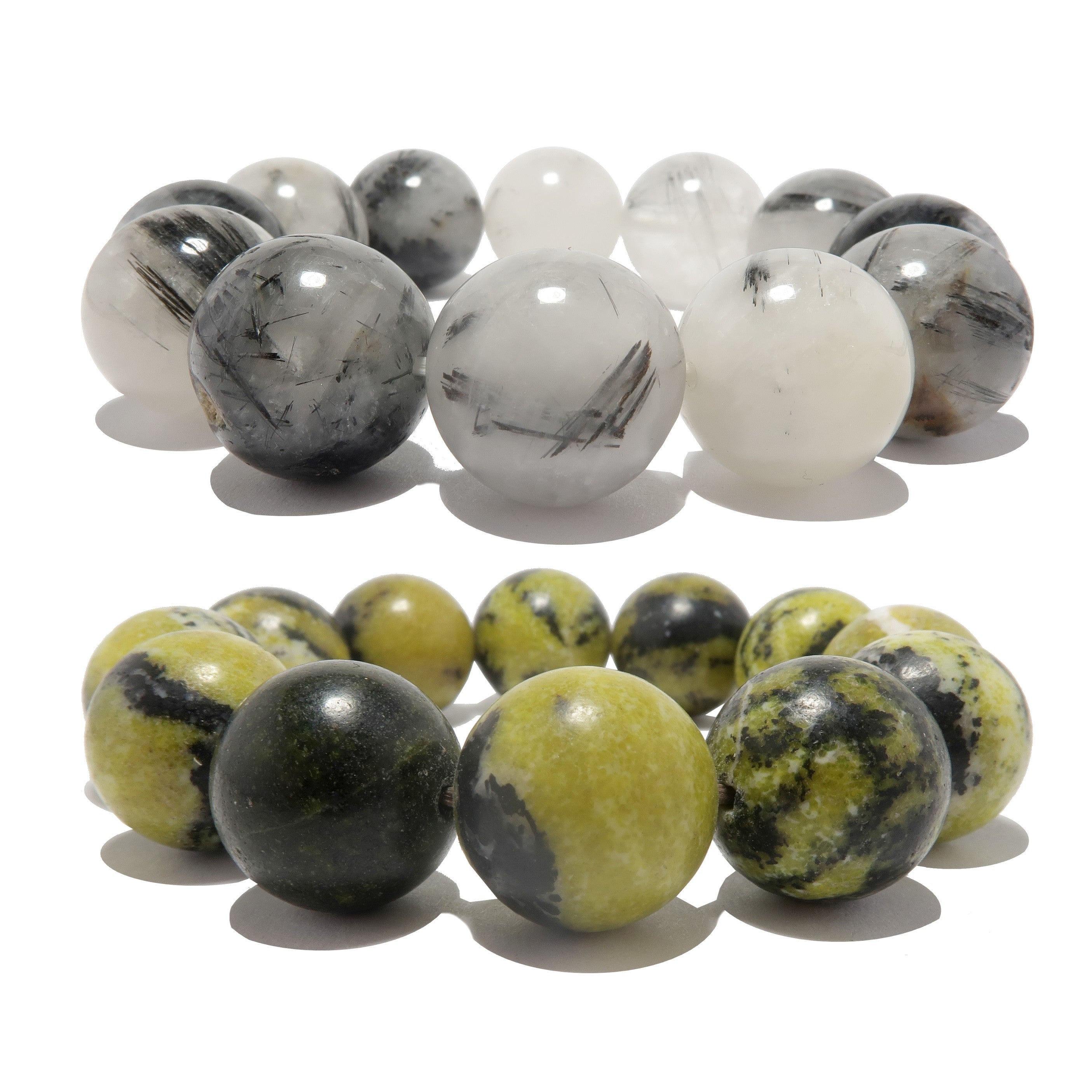Crystal Soulful Bracelet Set: Serpentine & Quartz Tourmaline