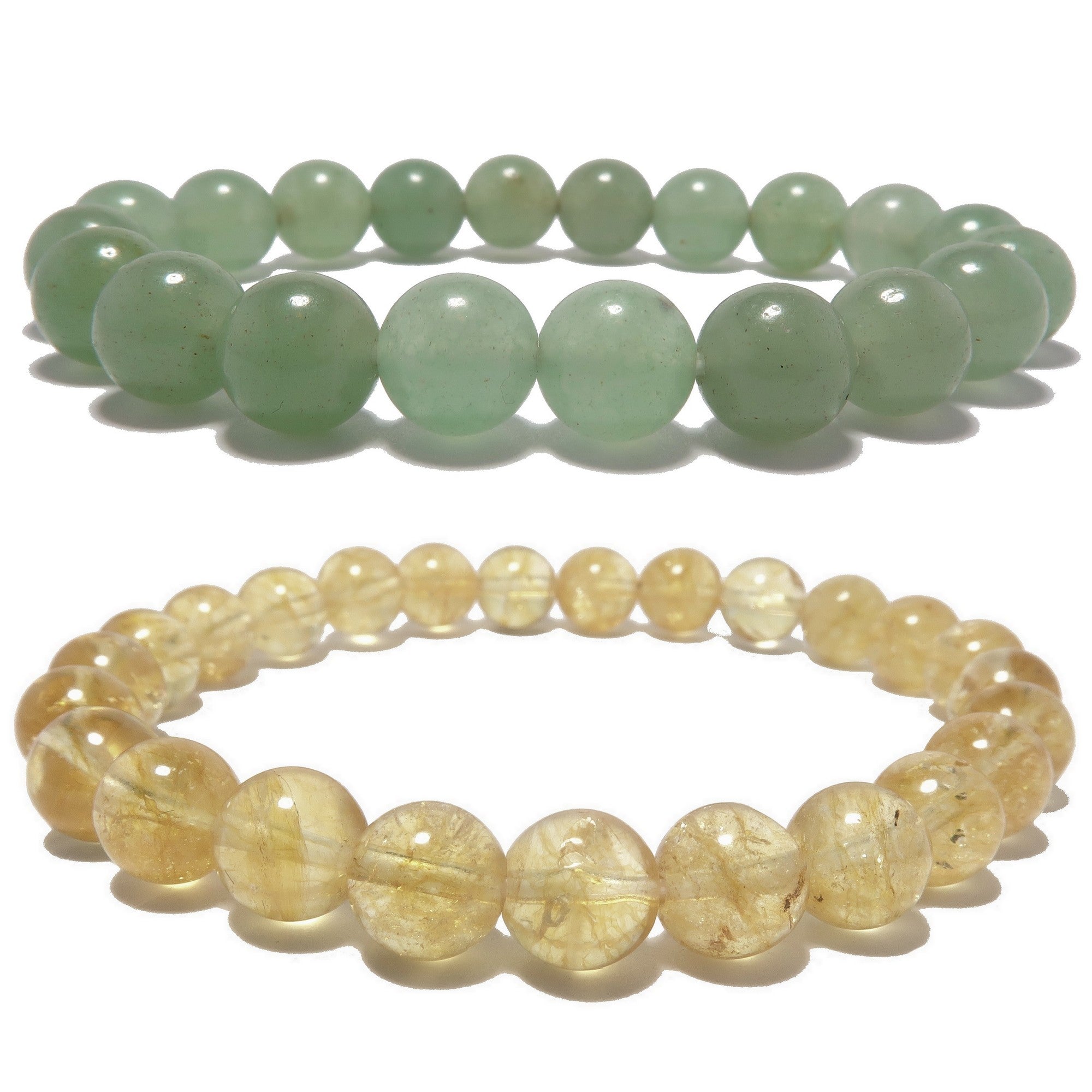 Parure de bracelets en cristal pour attirer l'argent : Citrine et Aventurine verte