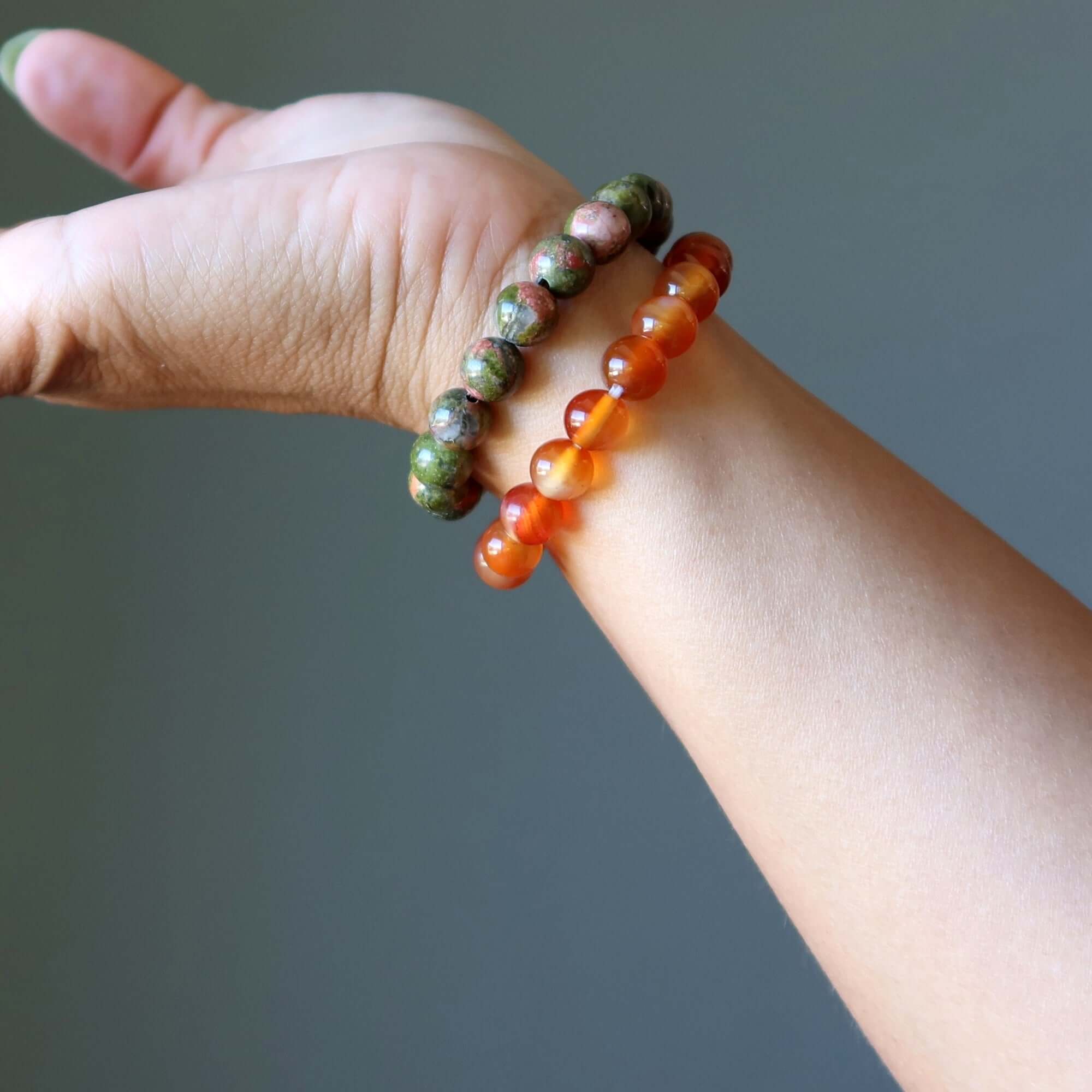Crystal Creativity Bracelet Set: Carnelian & Unakite Spark