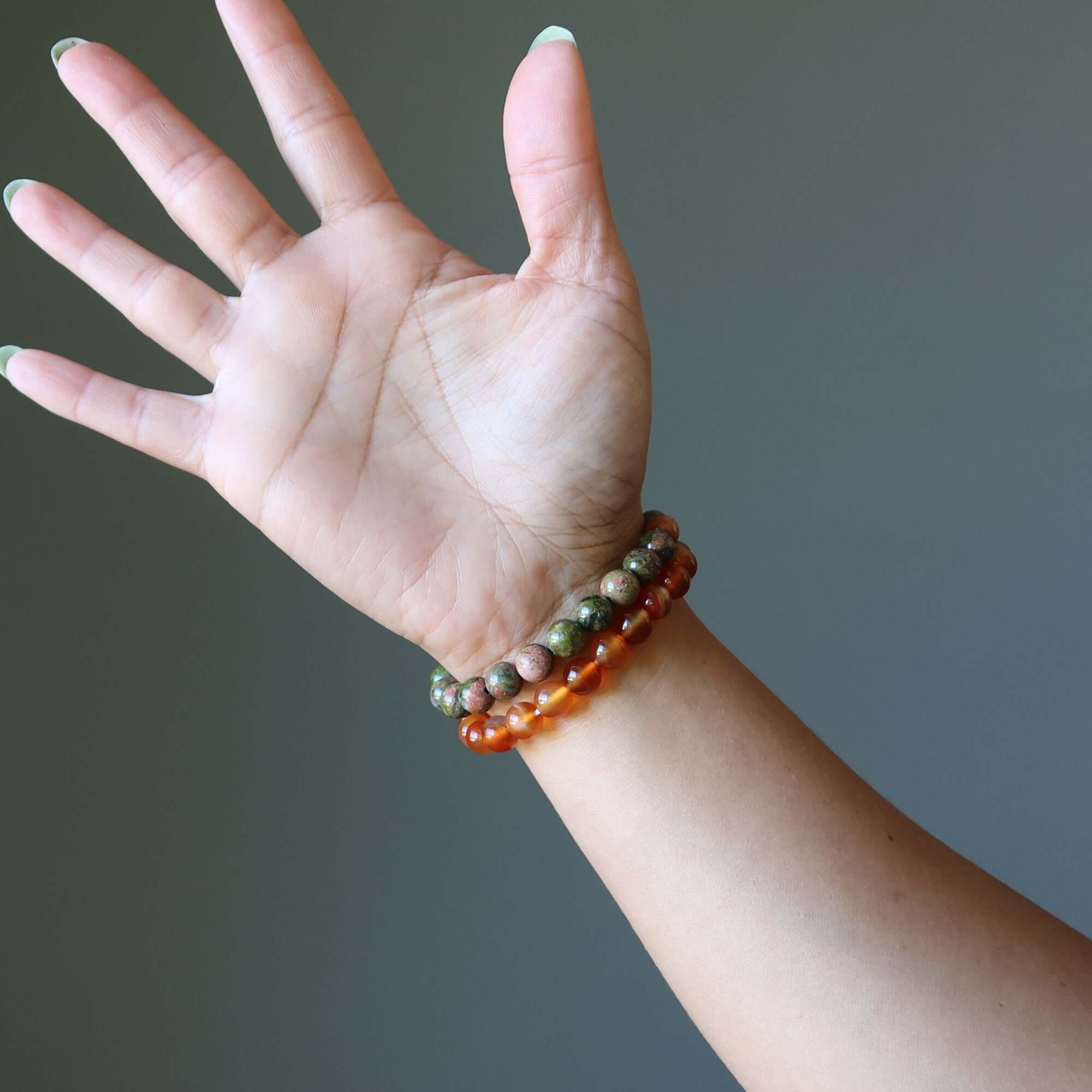 Crystal Creativity Bracelet Set: Carnelian & Unakite Spark