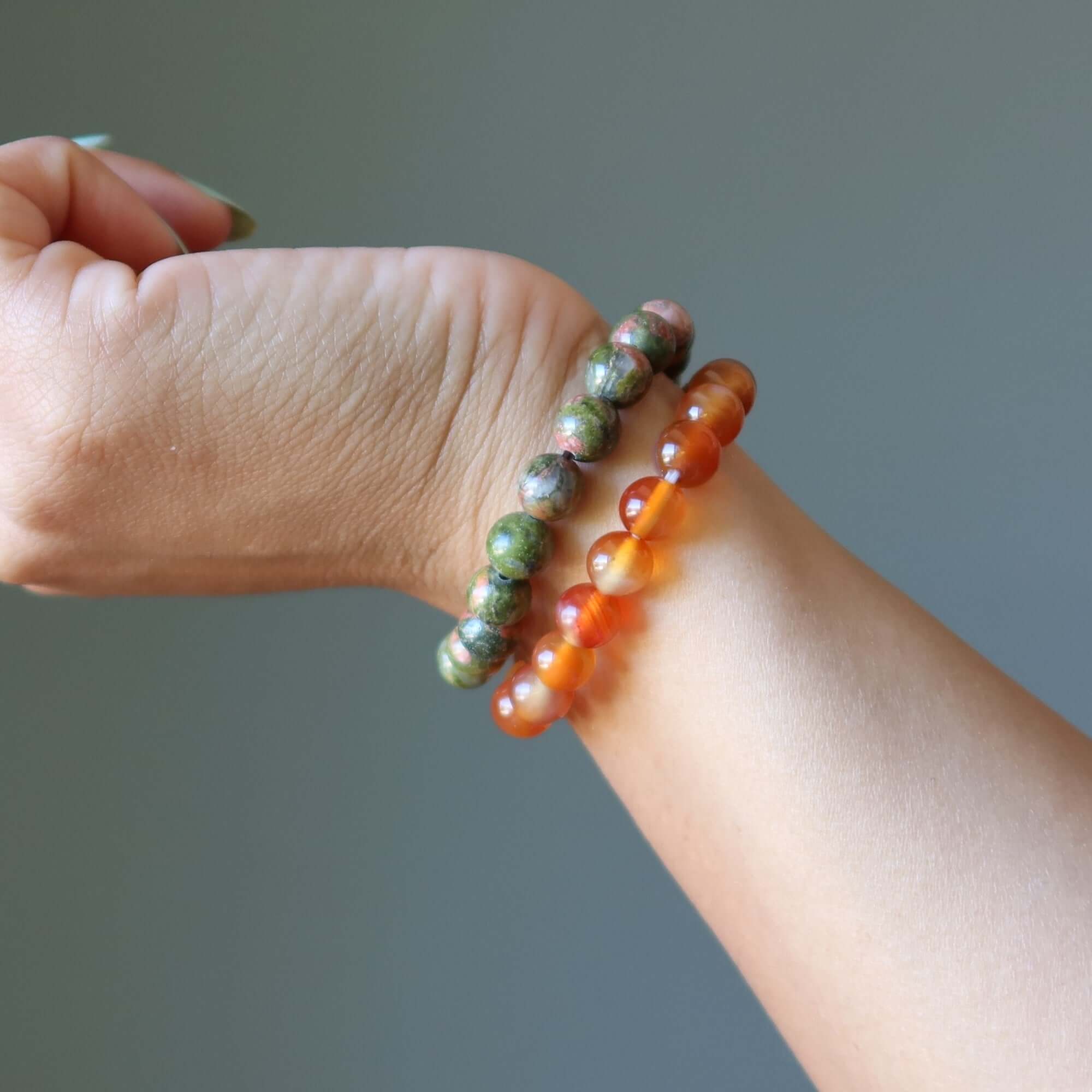 Crystal Creativity Bracelet Set: Carnelian & Unakite Spark