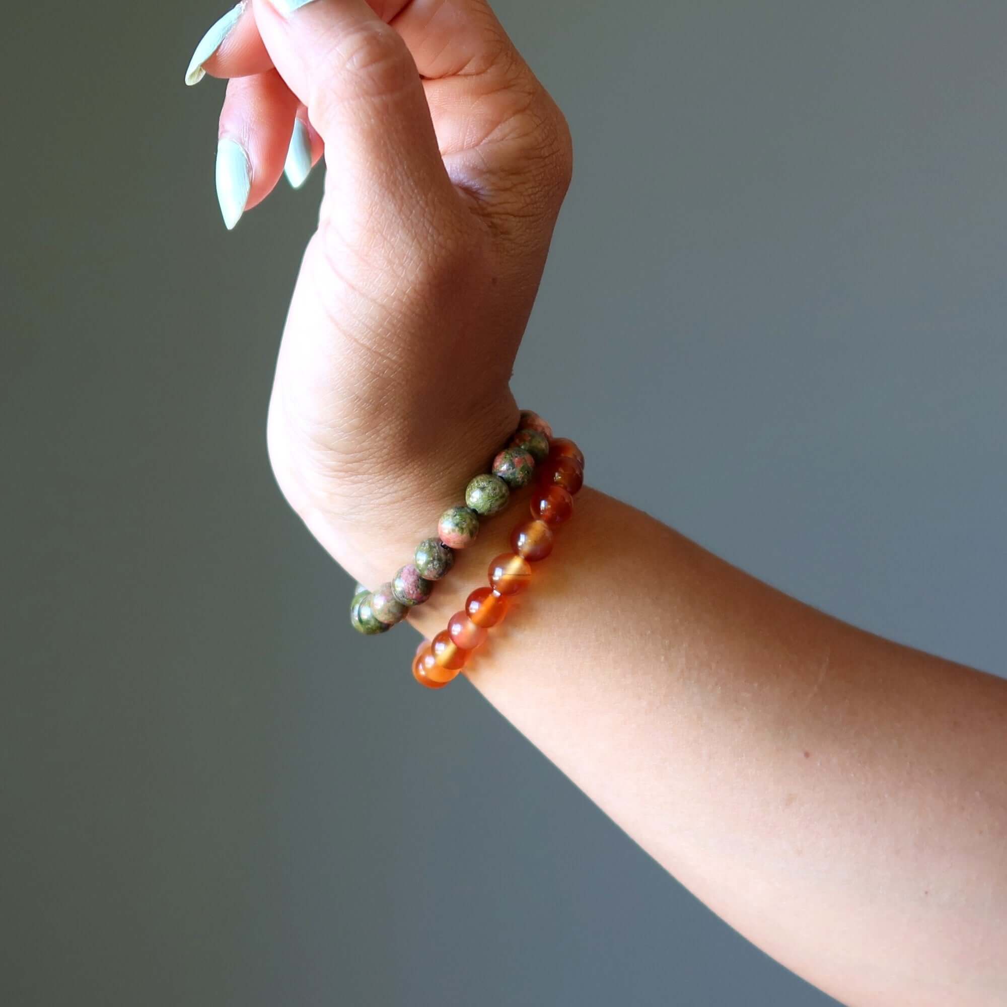 Crystal Creativity Bracelet Set: Carnelian & Unakite Spark
