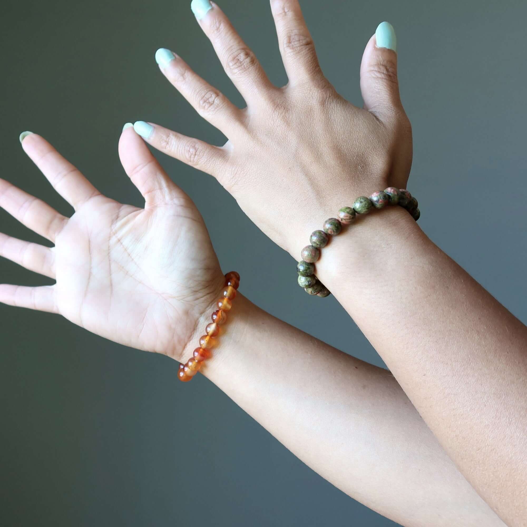 Crystal Creativity Bracelet Set: Carnelian & Unakite Spark