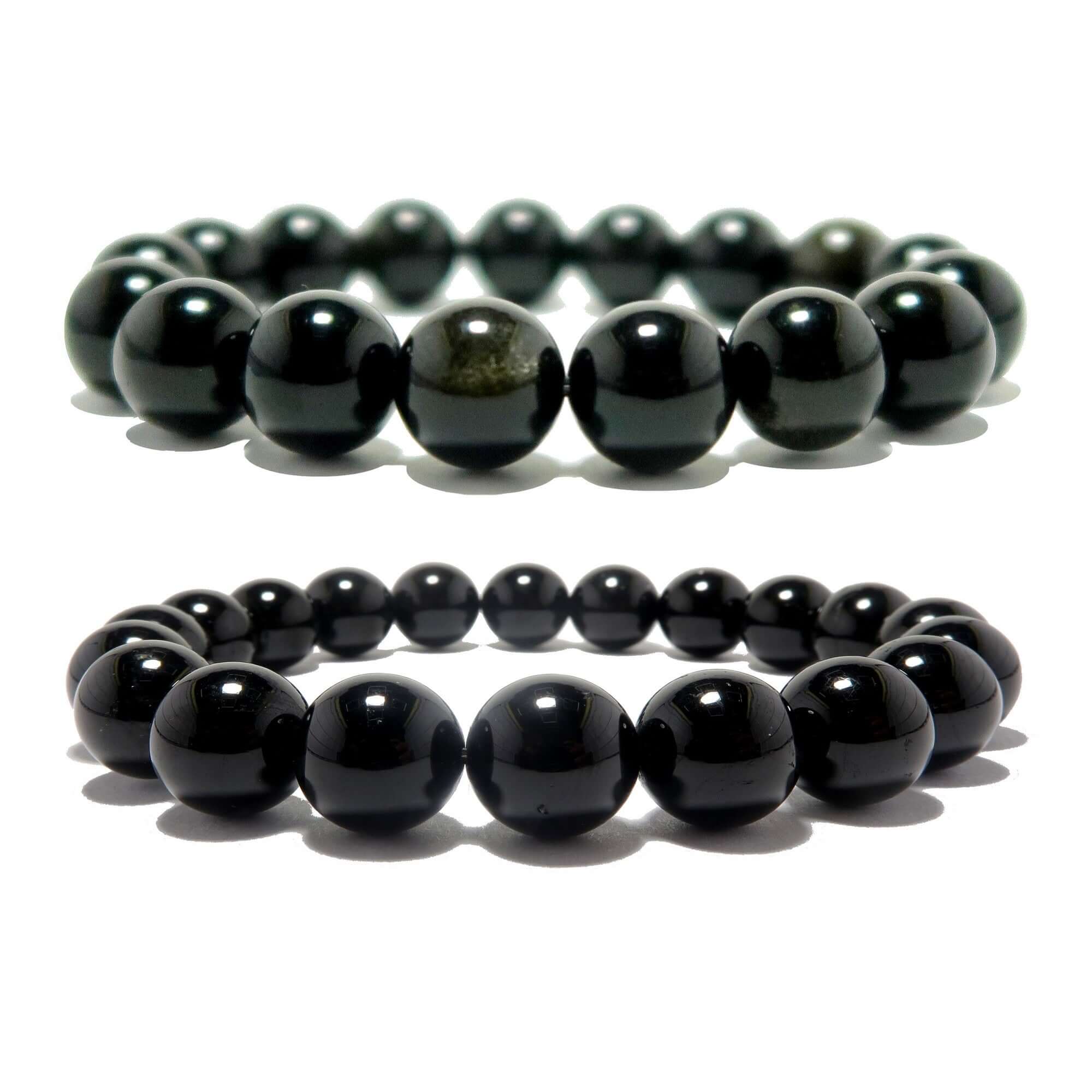Crystal Protection Bracelet Set: Obsidian & Black Tourmaline