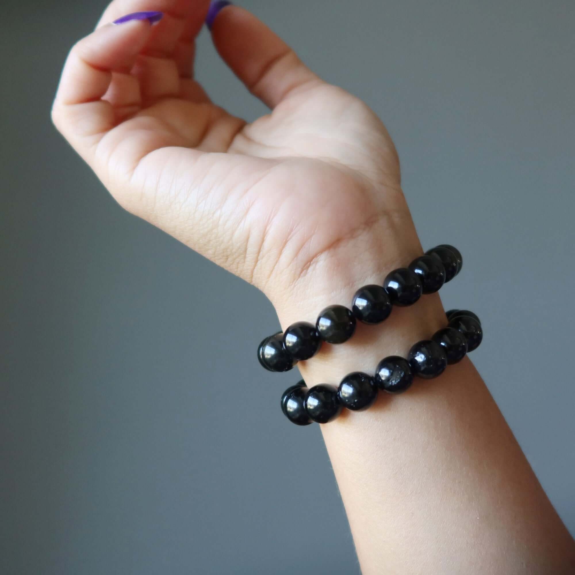 Crystal Protection Bracelet Set: Obsidian & Black Tourmaline
