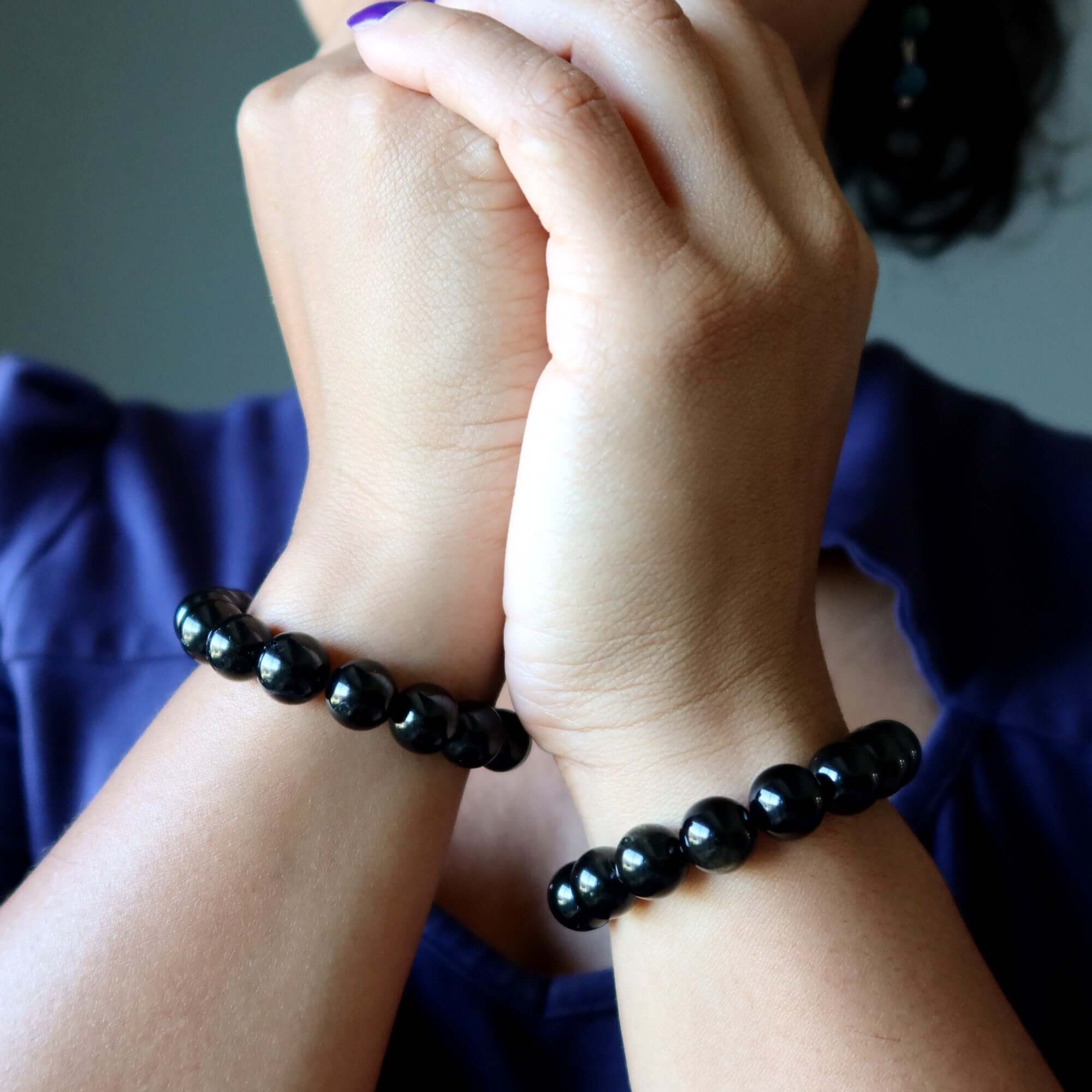 Crystal Protection Bracelet Set: Obsidian & Black Tourmaline