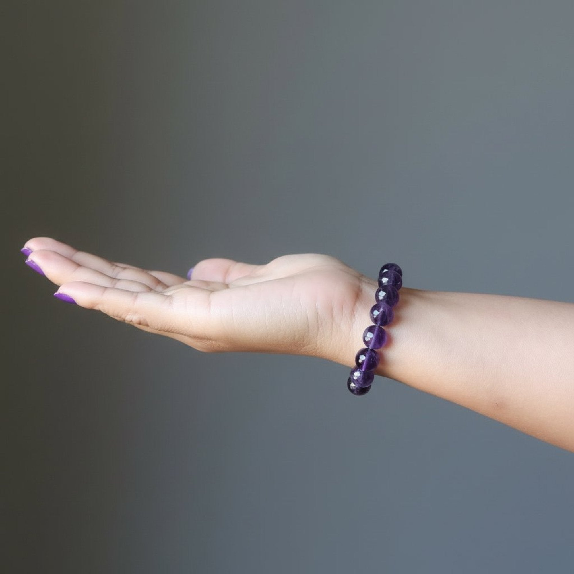 Crystal Spiritual Protection Bracelet Set: Amethyst & Black Tourmaline