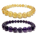 Crystal Spiritual Abundance Bracelet Set: Citrine & Amethyst
