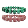 Crystal Soulmate Bracelet Set: Malachite & Rhodochrosite Gems