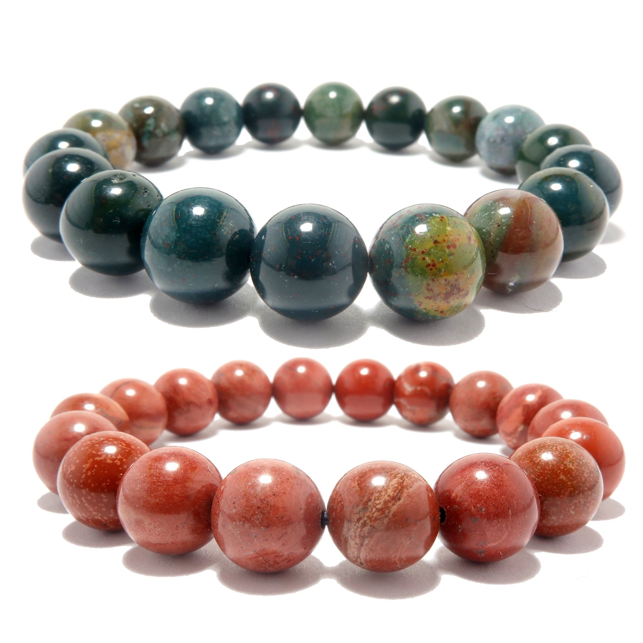 Crystal Holiday Bracelet Set: Red Jasper & Green Bloodstone
