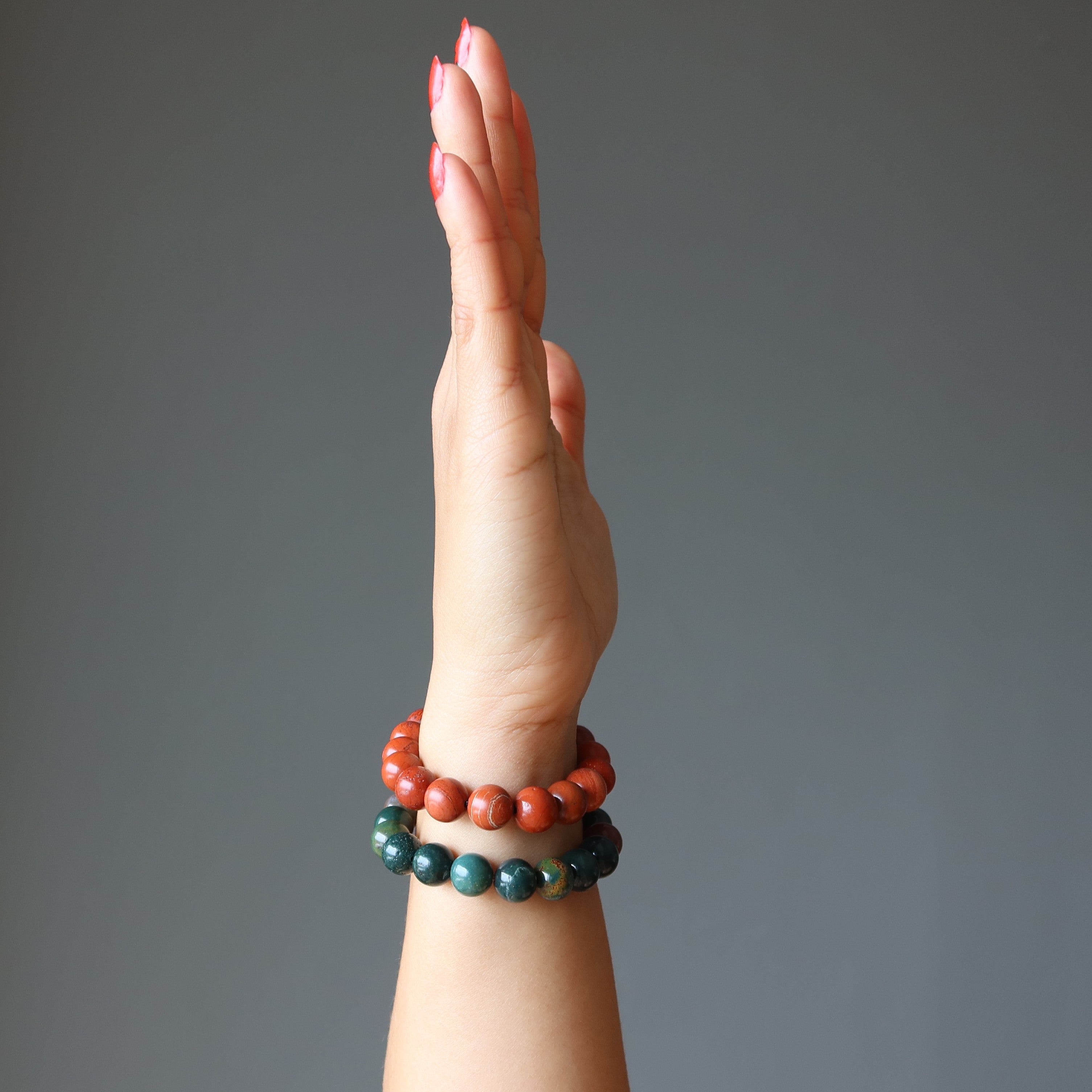 Crystal Holiday Bracelet Set: Red Jasper & Green Bloodstone