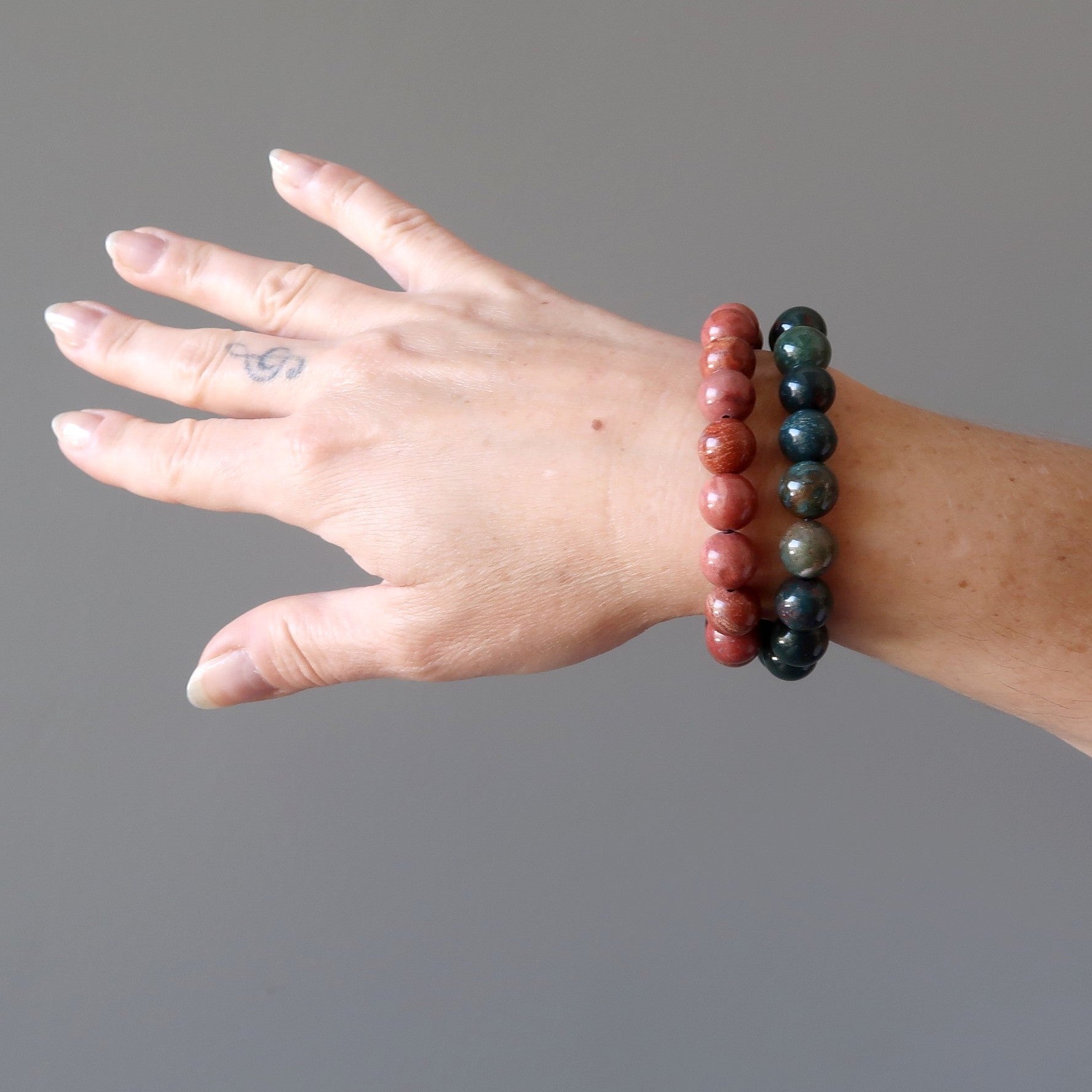 Crystal Holiday Bracelet Set: Red Jasper & Green Bloodstone