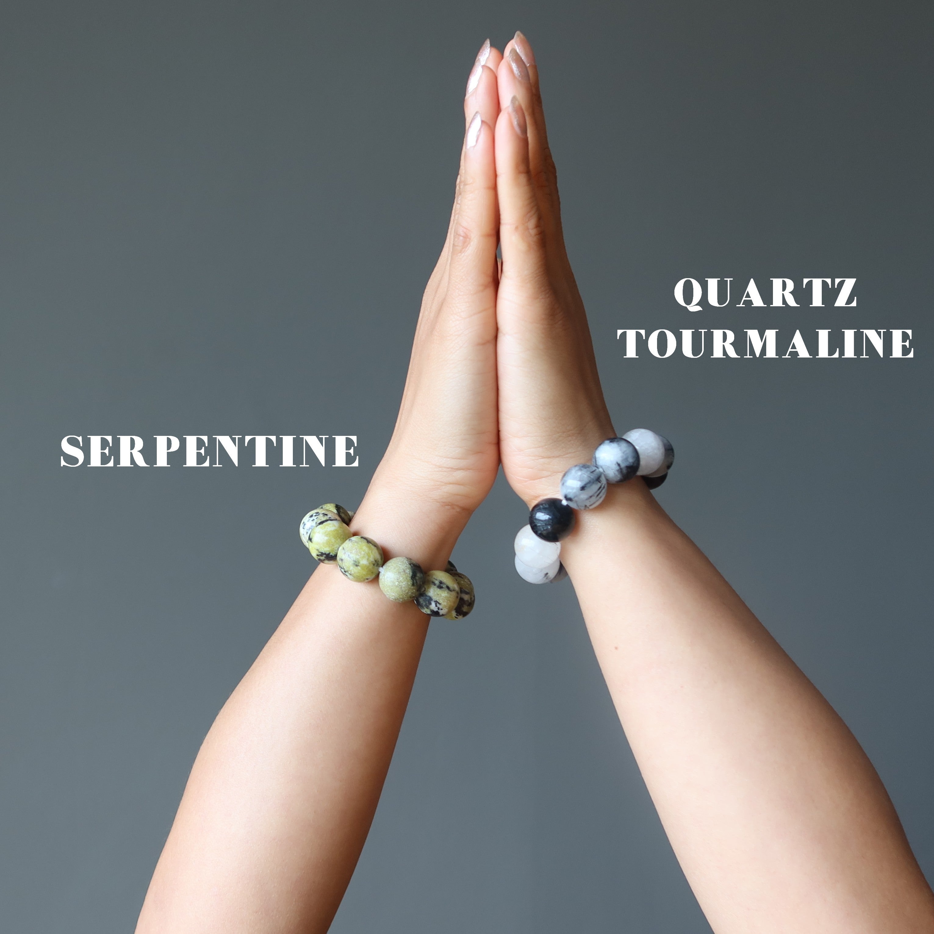 Crystal Soulful Bracelet Set: Serpentine & Quartz Tourmaline