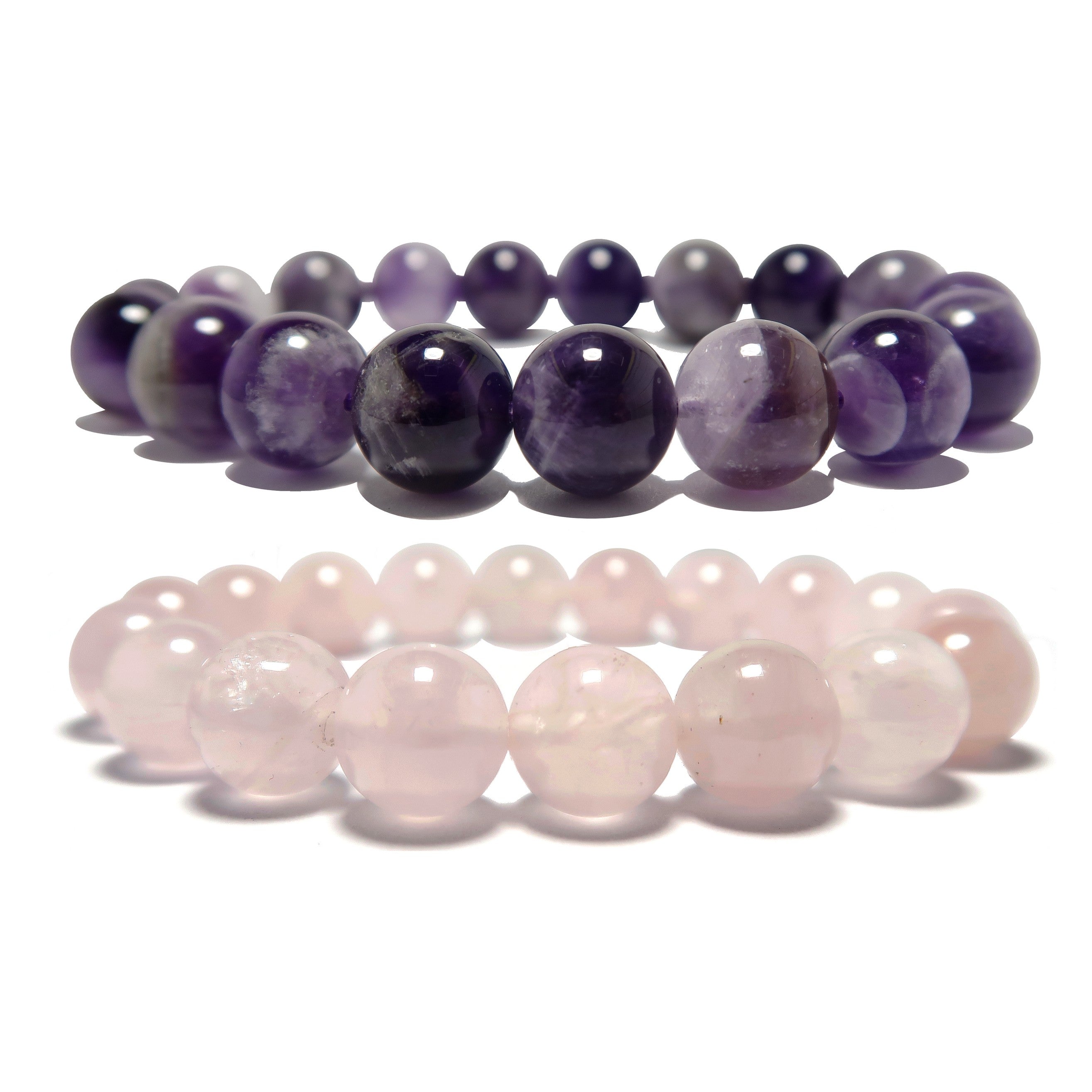 Spirituelles Partnerarmband-Set Rosenquarz Amethyst