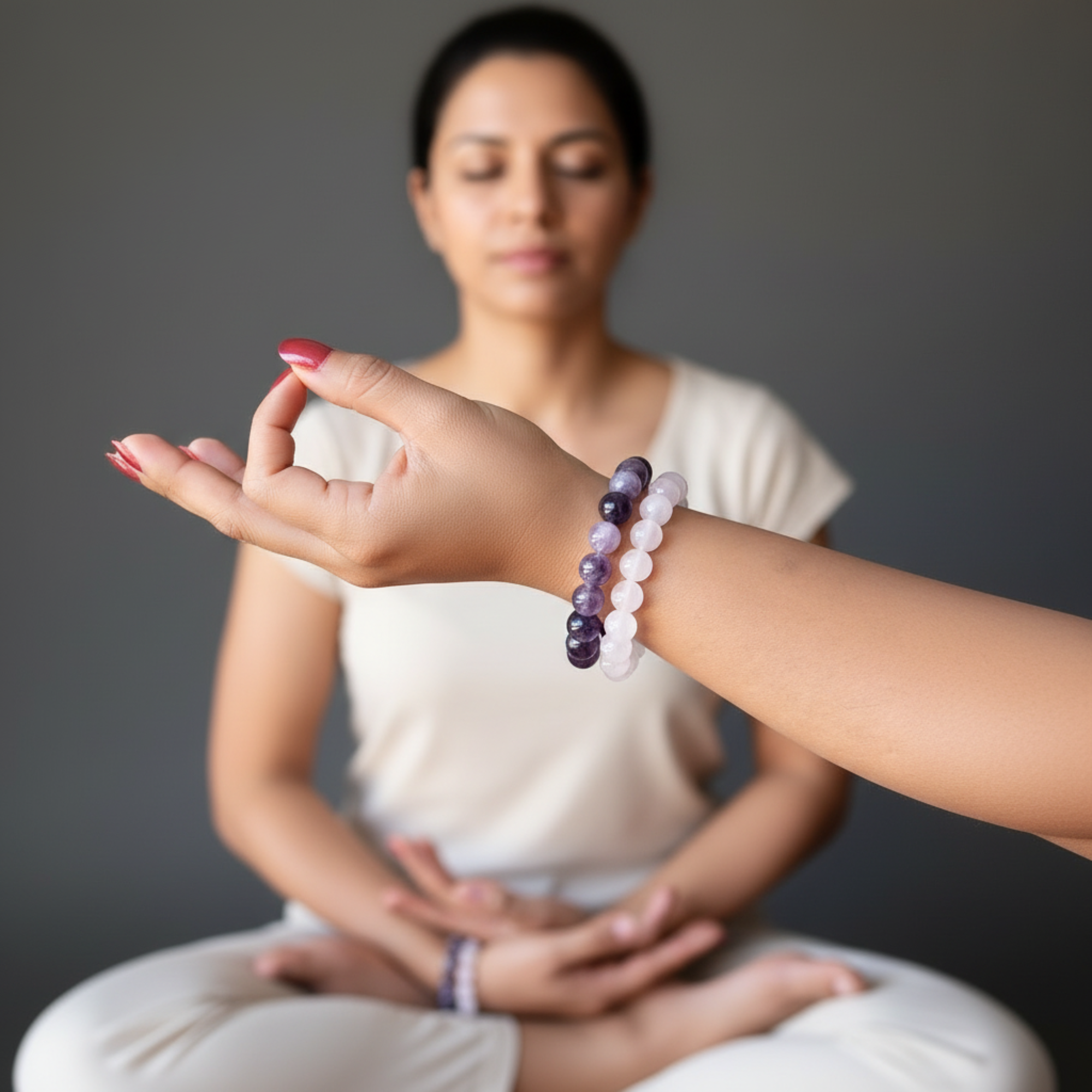 Spirituelles Partnerarmband-Set Rosenquarz Amethyst