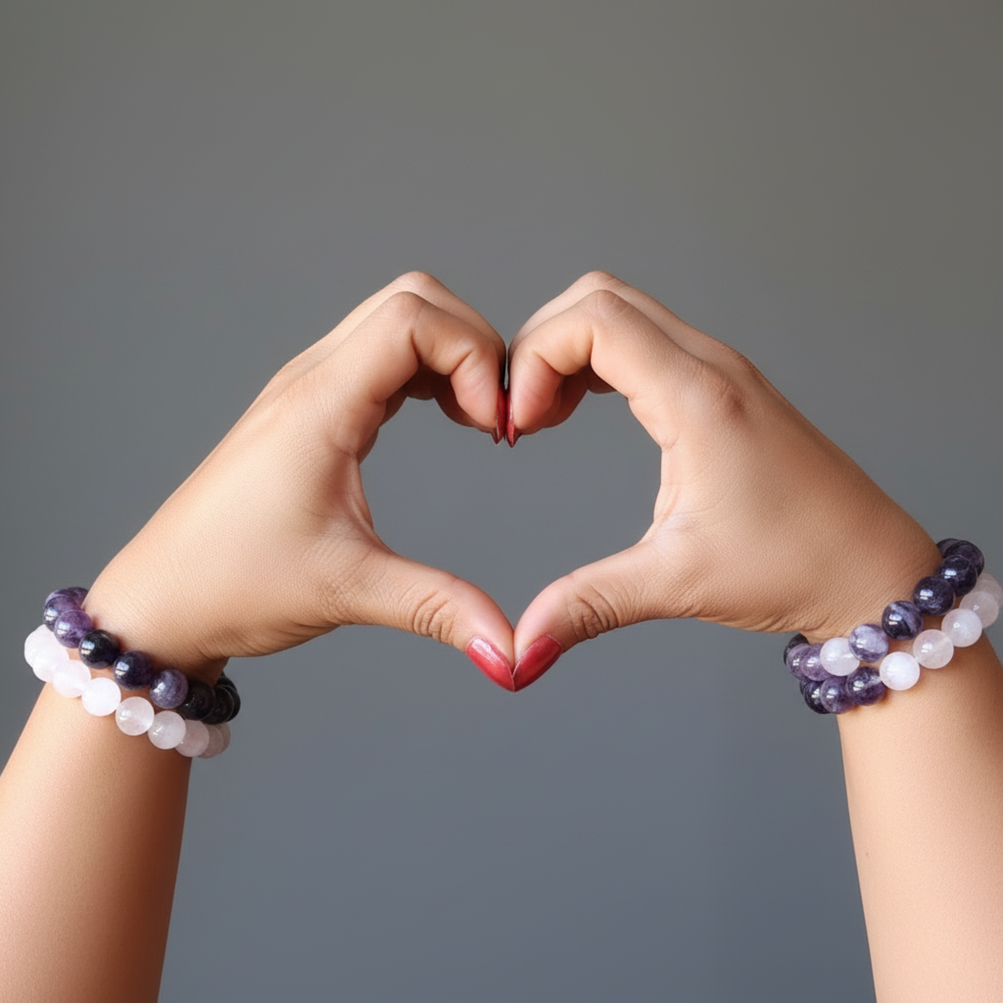 Spirituelles Partnerarmband-Set Rosenquarz Amethyst