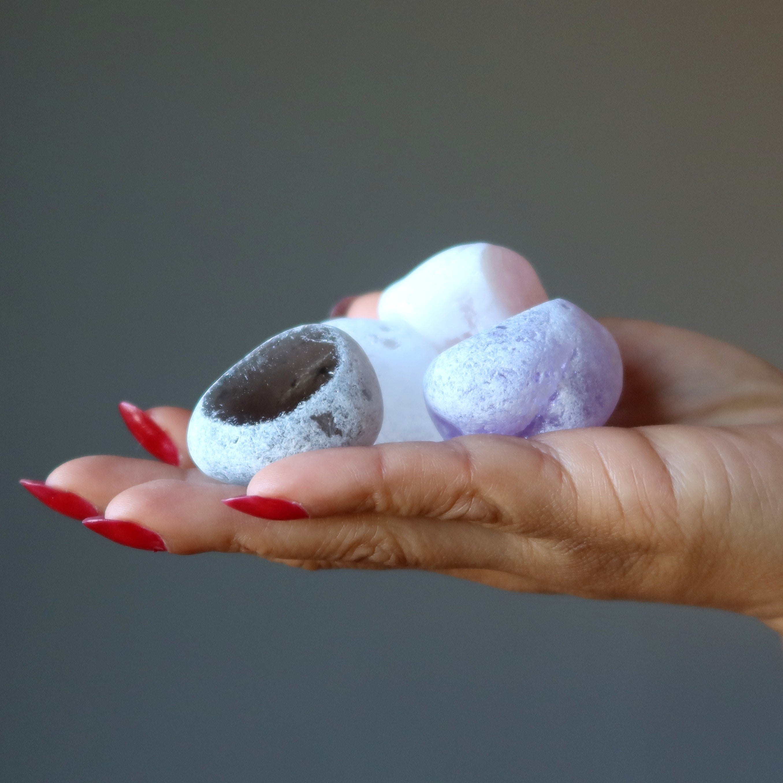 Palm Stone Bundle Amethyst Quartz Rose Smoky Set of 20