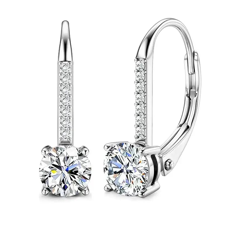 Boucles d'oreilles clous en moissanite 1 carat, argent sterling 925, unisexes, rétro classique, pour mariage