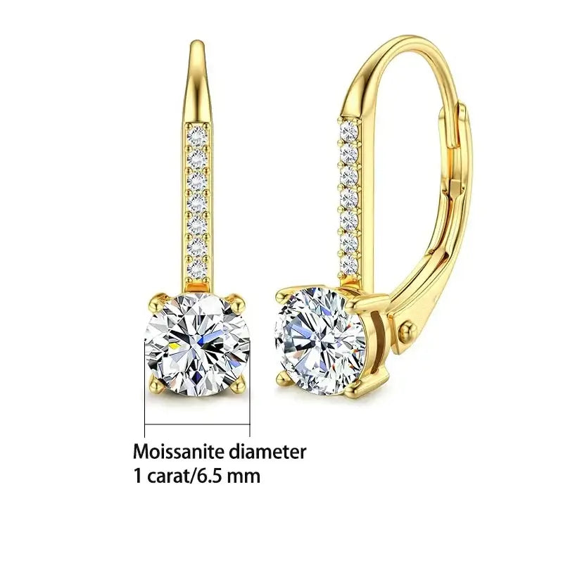 Boucles d'oreilles clous en moissanite 1 carat, argent sterling 925, unisexes, rétro classique, pour mariage