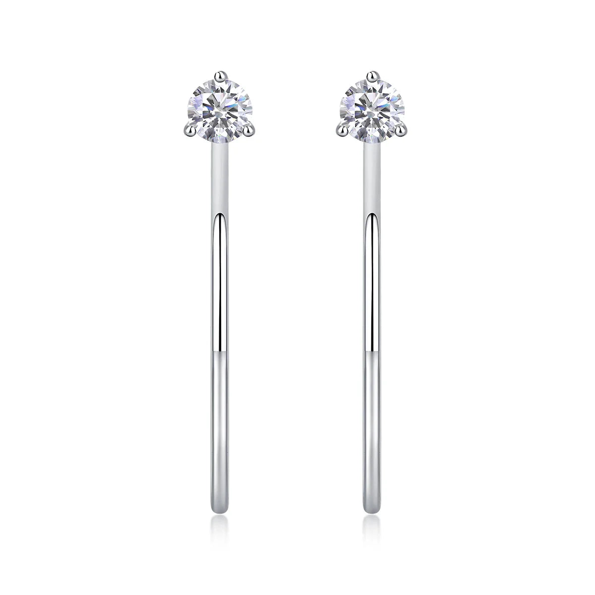 Boucles d'oreilles créoles 4mm Moissanite couleur D 2 pièces en argent sterling 925 or blanc