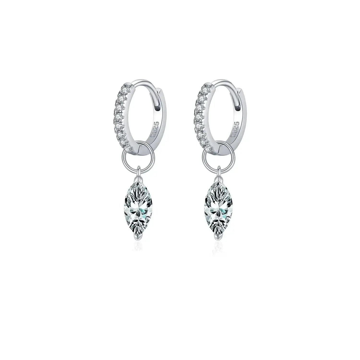 Moissanite 925 Sterling Silver Geometric Hoop Earrings For Women Fine Jewelry