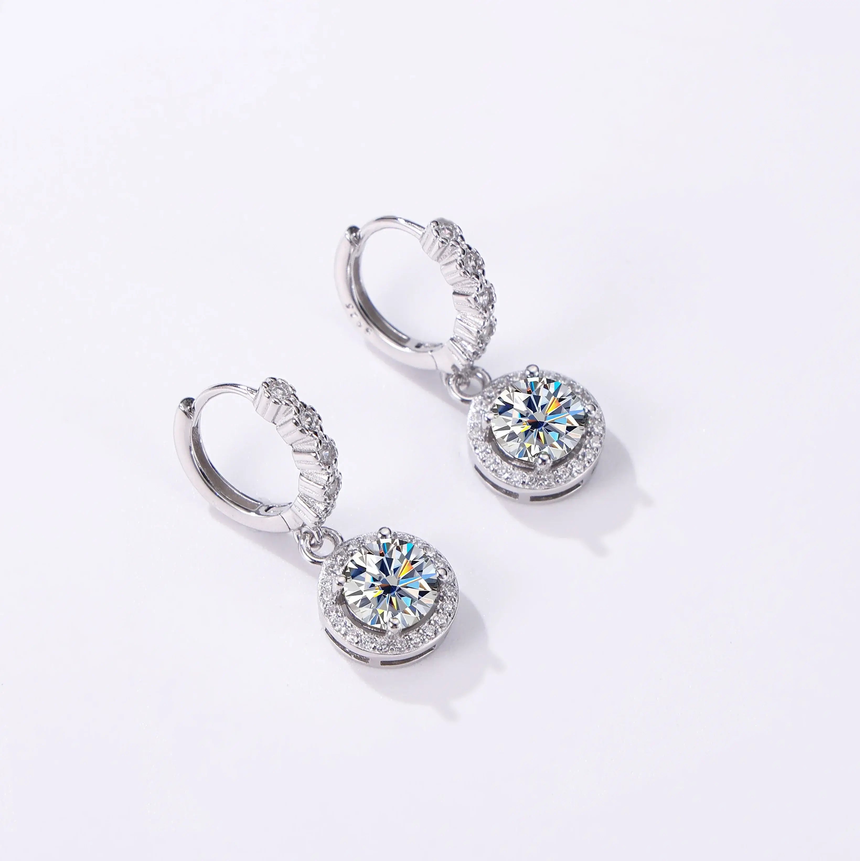 Moissanite 925 Sterling Silver Round D Color Drop Earrings Valentine's Gift