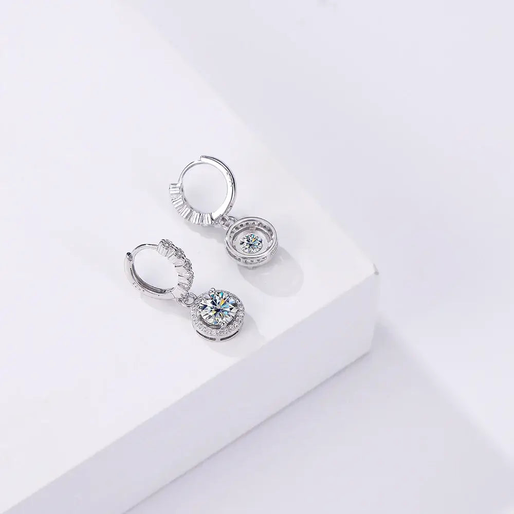 Moissanite 925 Sterling Silver Round D Color Drop Earrings Valentine's Gift