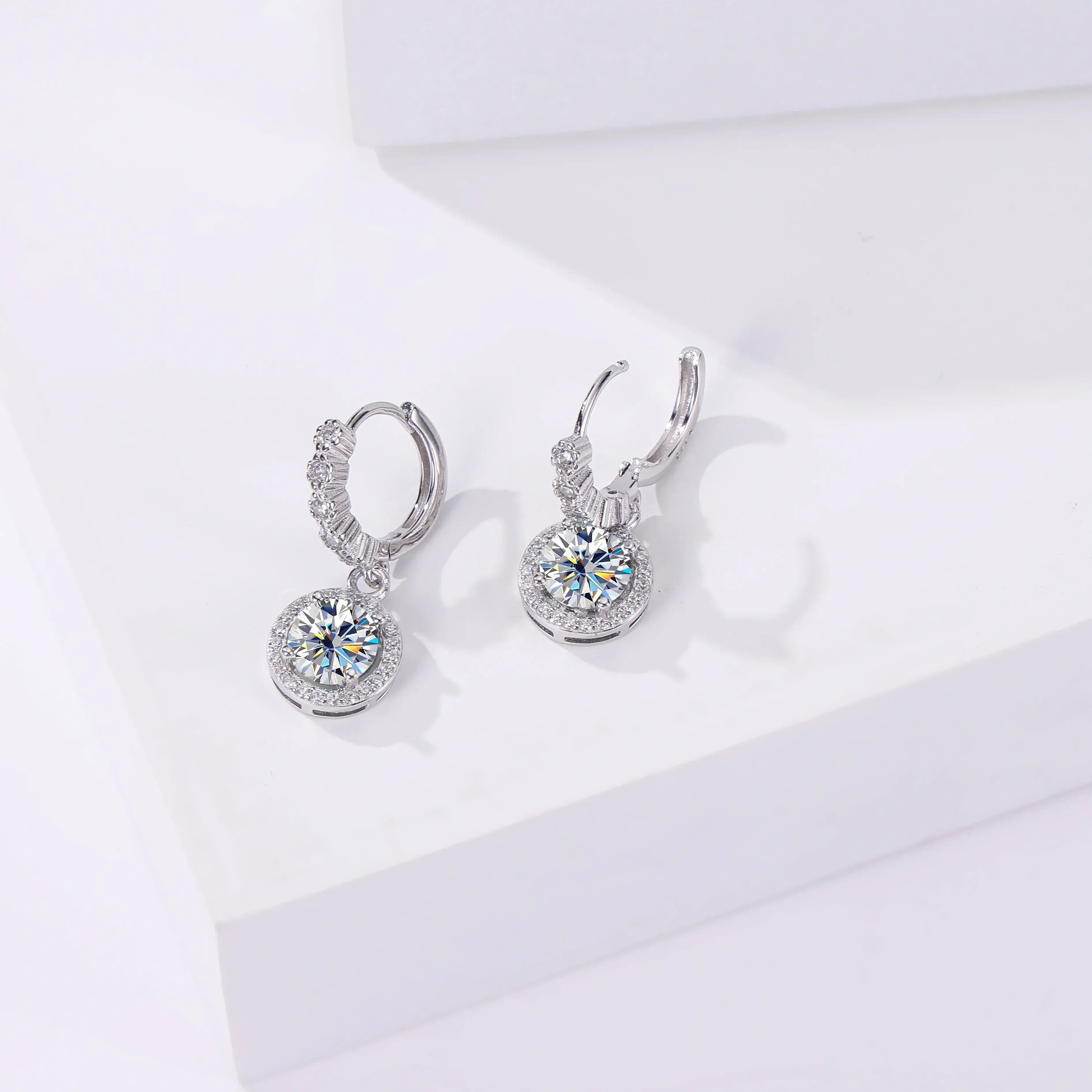 Moissanite 925 Sterling Silver Round D Color Drop Earrings Valentine's Gift