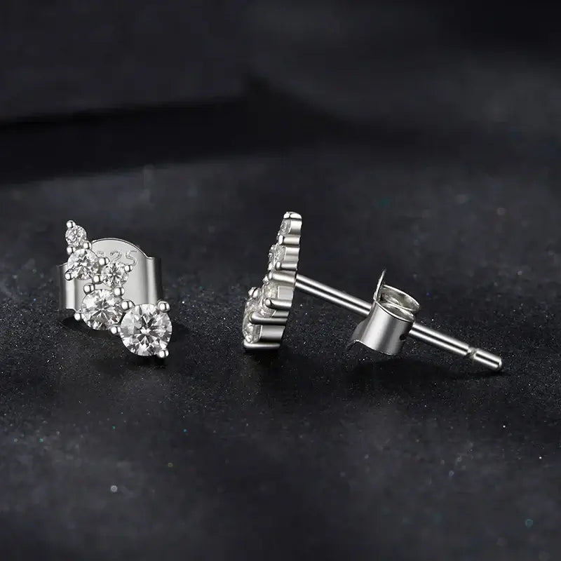 Puces d'oreilles Moissanite bulles géométriques VVS1 EX Argent sterling 925 avec fermoir à vis