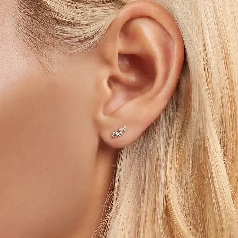 Puces d'oreilles Moissanite bulles géométriques VVS1 EX Argent sterling 925 avec fermoir à vis