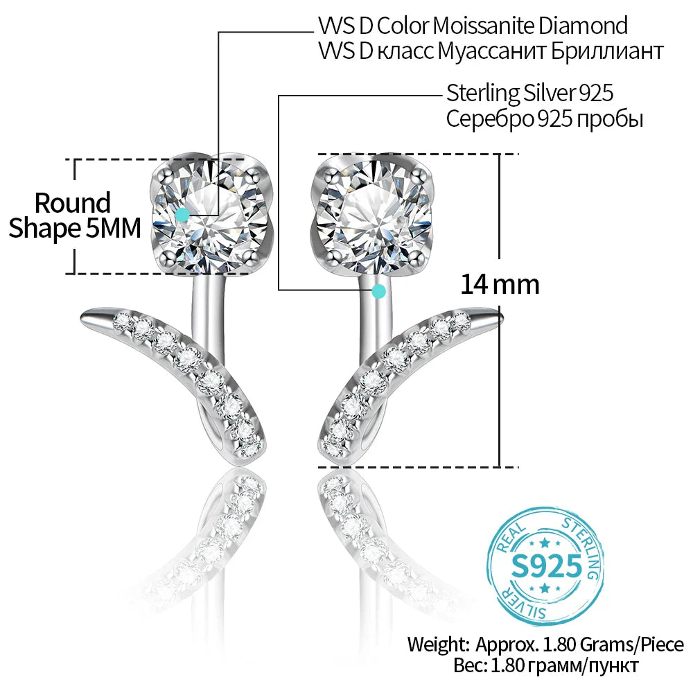 Boucles d'oreilles clous en diamant Moissanite, argent sterling 925, pour mariage ou fiançailles