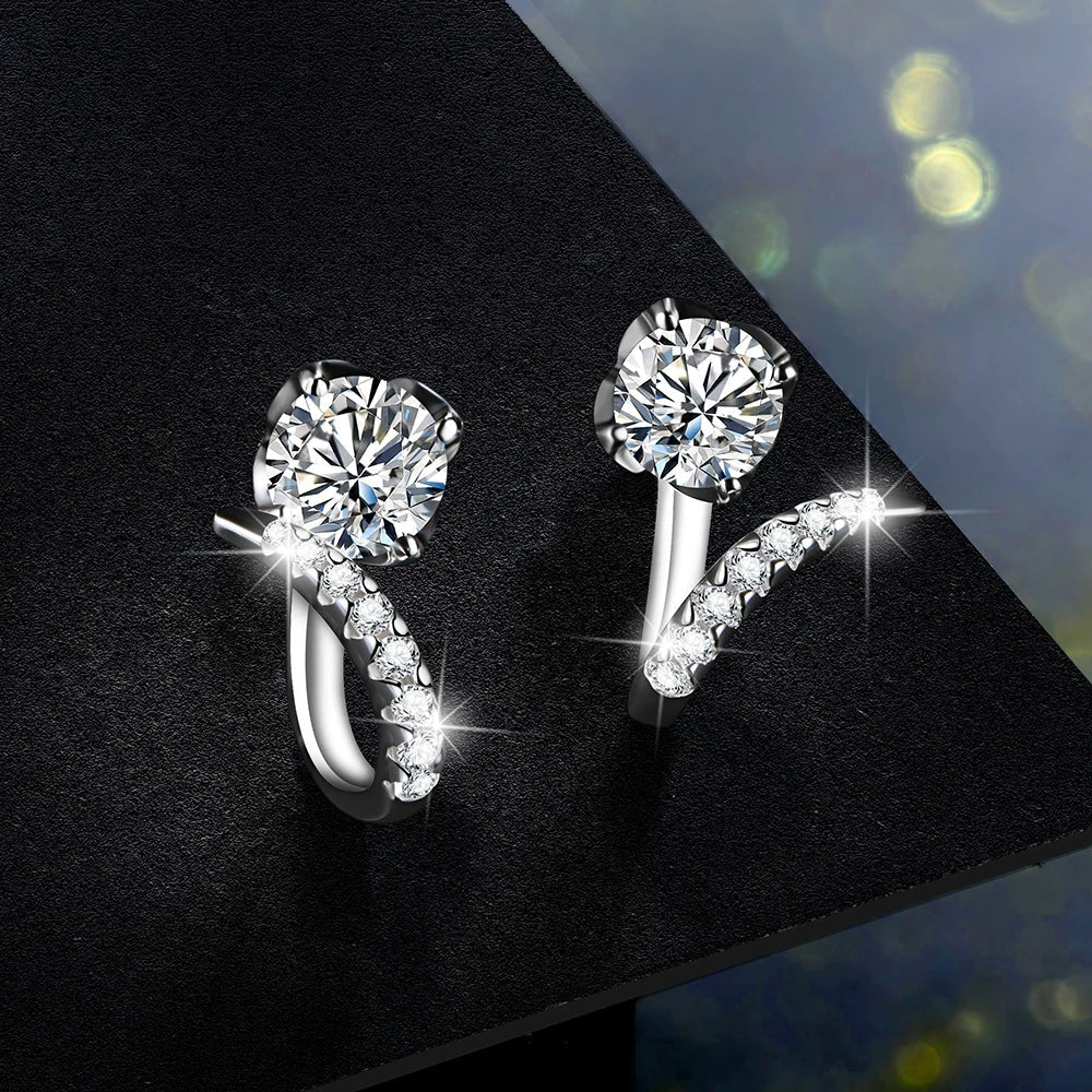 Boucles d'oreilles clous en diamant Moissanite, argent sterling 925, pour mariage ou fiançailles