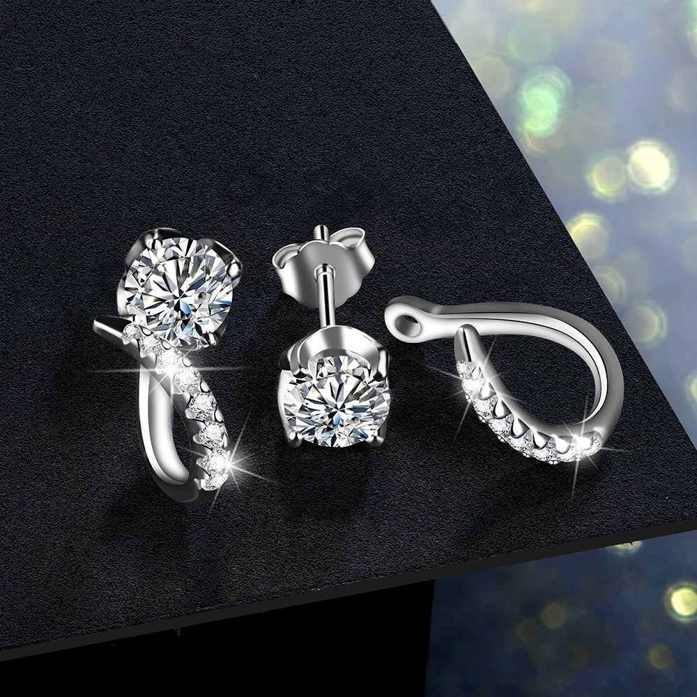 Boucles d'oreilles clous en diamant Moissanite, argent sterling 925, pour mariage ou fiançailles