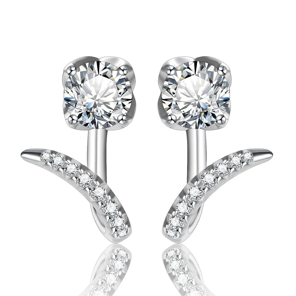 Boucles d'oreilles clous en diamant Moissanite, argent sterling 925, pour mariage ou fiançailles