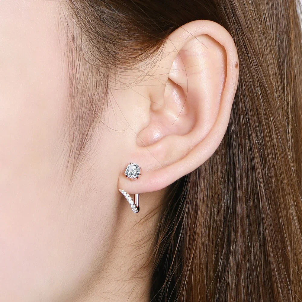 Boucles d'oreilles clous en diamant Moissanite, argent sterling 925, pour mariage ou fiançailles