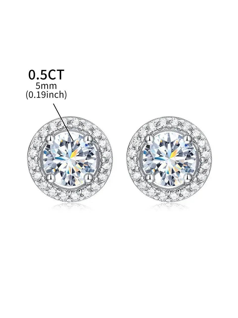 Boucles d'oreilles clous en diamant Moissanite, argent sterling 925, rond, halo, bijoux de mariage