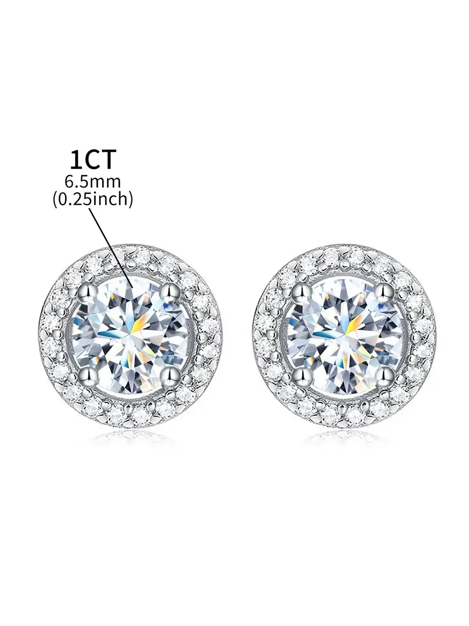 Boucles d'oreilles clous en diamant Moissanite, argent sterling 925, rond, halo, bijoux de mariage