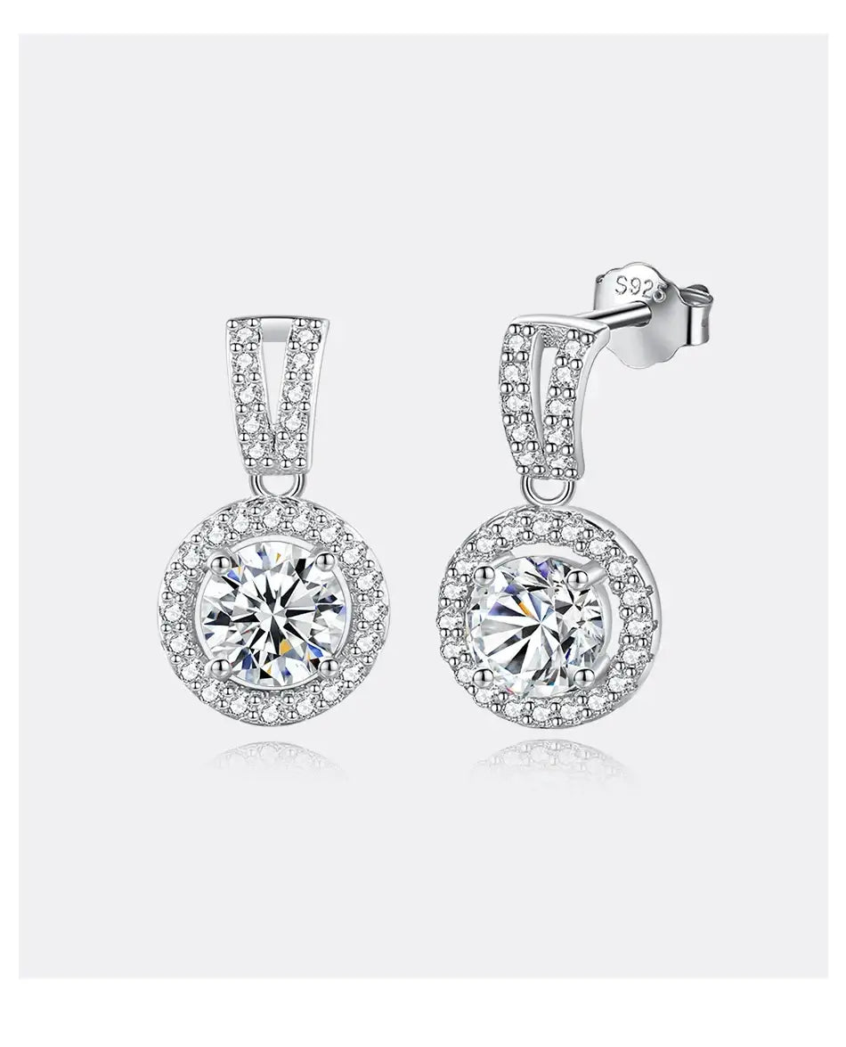 Moissanite Drop Earrings 925 Sterling Silver 1 Ct GRA Bridal Wedding Engagement