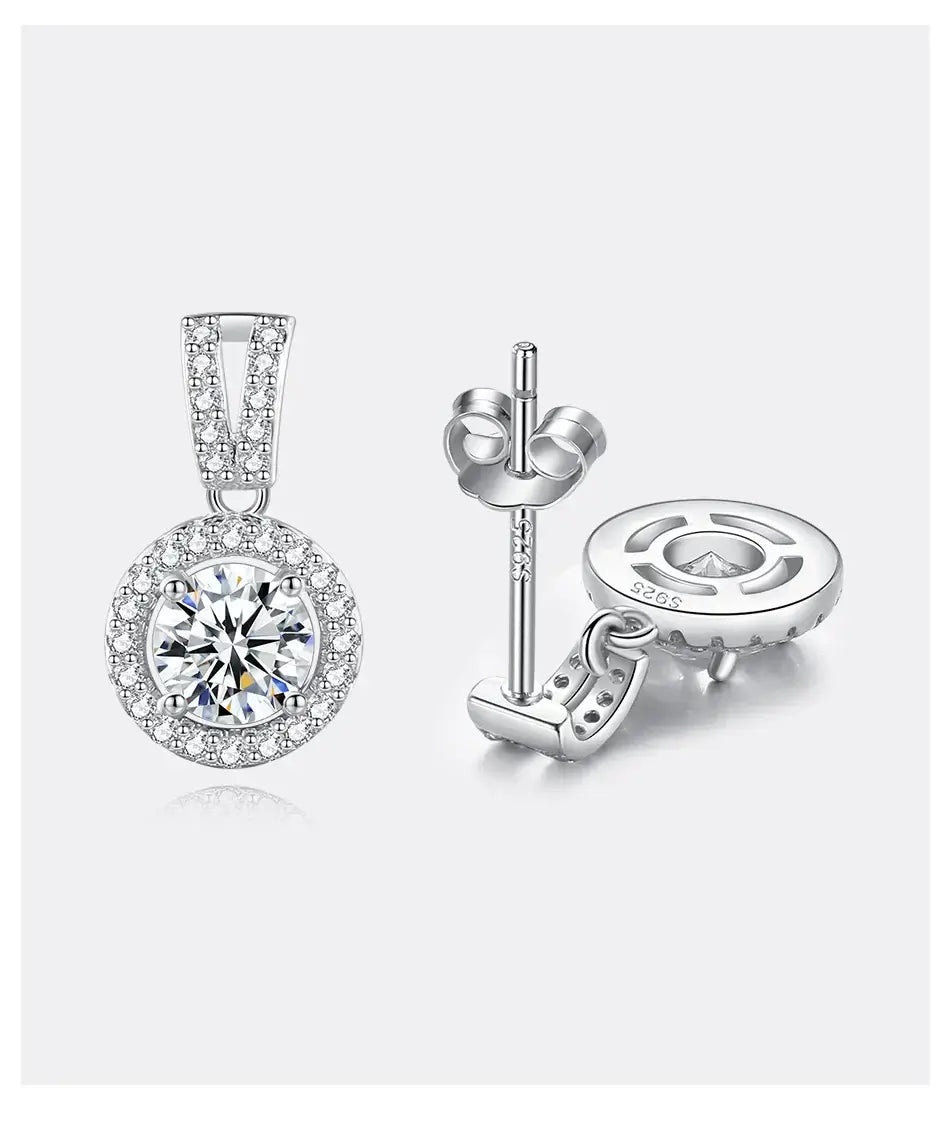 Moissanite Drop Earrings 925 Sterling Silver 1 Ct GRA Bridal Wedding Engagement