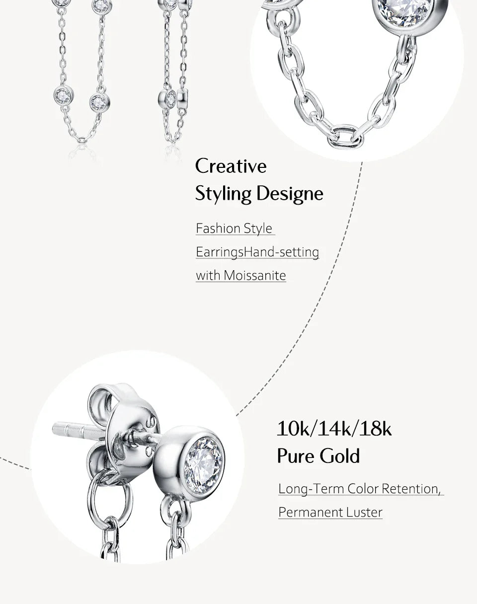 Boucles d'oreilles clous rondes en moissanite 3,5mm D/VVS1 en argent sterling 925
