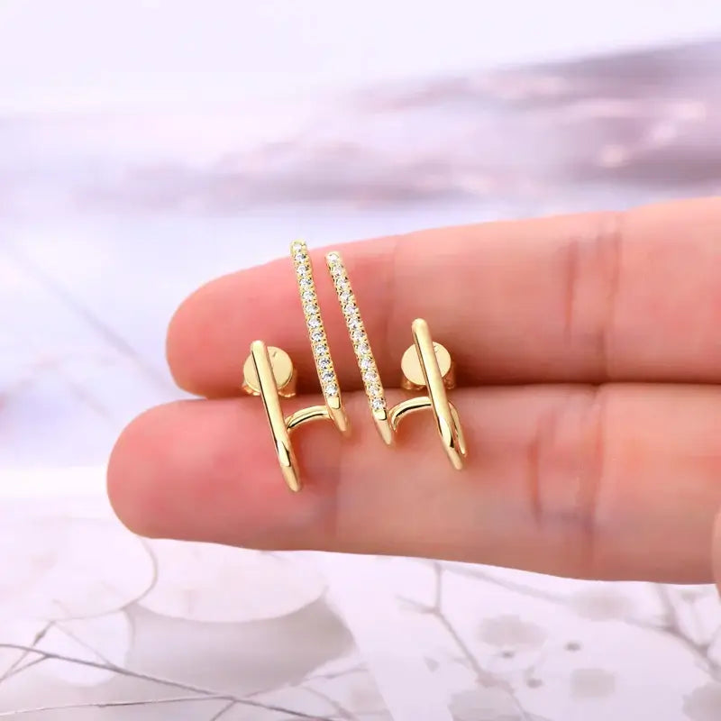 Boucles d'oreilles clous géométriques en moissanite en argent sterling 925 avec fermoir poussoir, cadeau pour femme