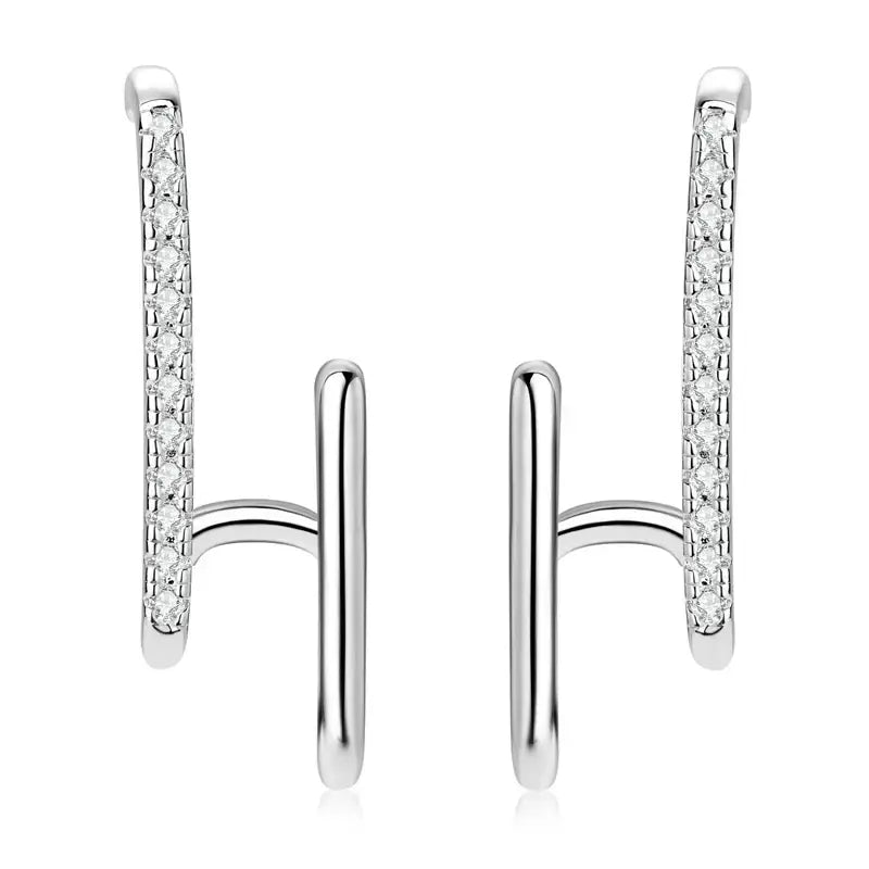Boucles d'oreilles clous géométriques en moissanite en argent sterling 925 avec fermoir poussoir, cadeau pour femme