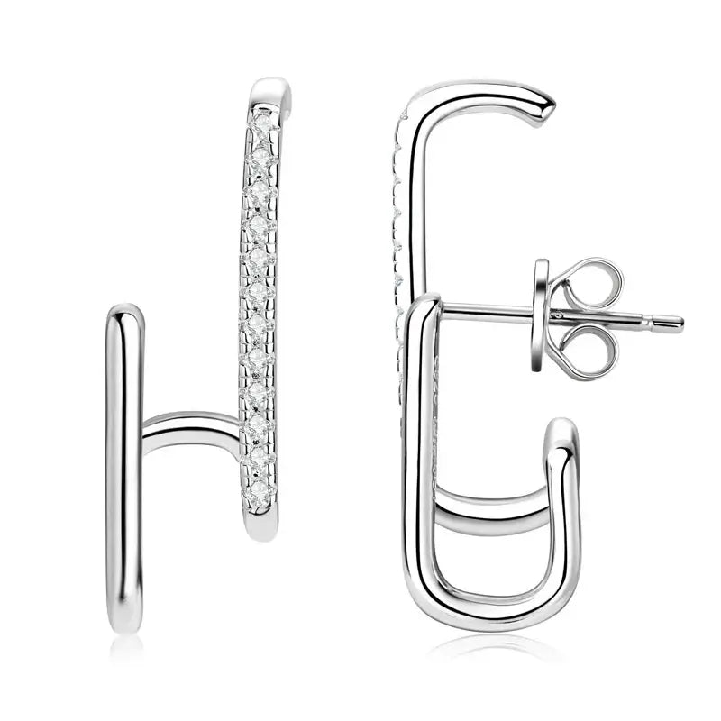 Moissanit Geometrische Ohrstecker 925 Sterling Silber Stecker Geschenk Für Frauen