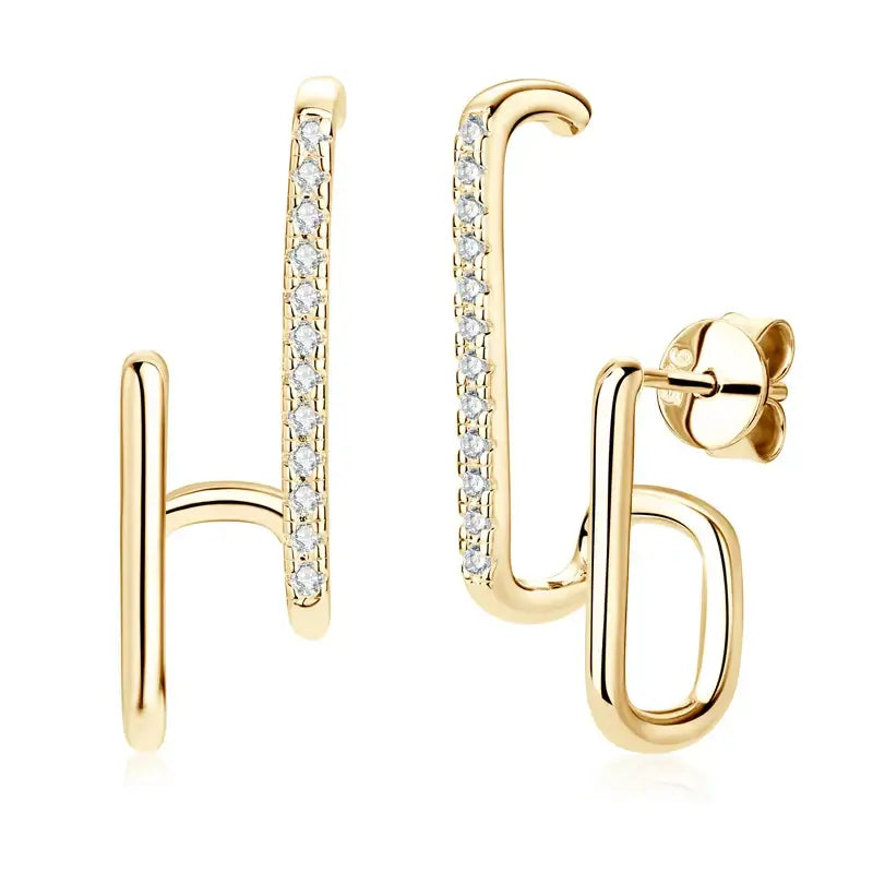 Boucles d'oreilles clous géométriques en moissanite en argent sterling 925 avec fermoir poussoir, cadeau pour femme