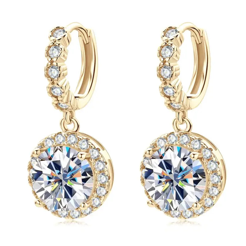 Moissanite Hoop Huggie Earrings 925 Sterling Silver Dangle Drop 3ct 2ct